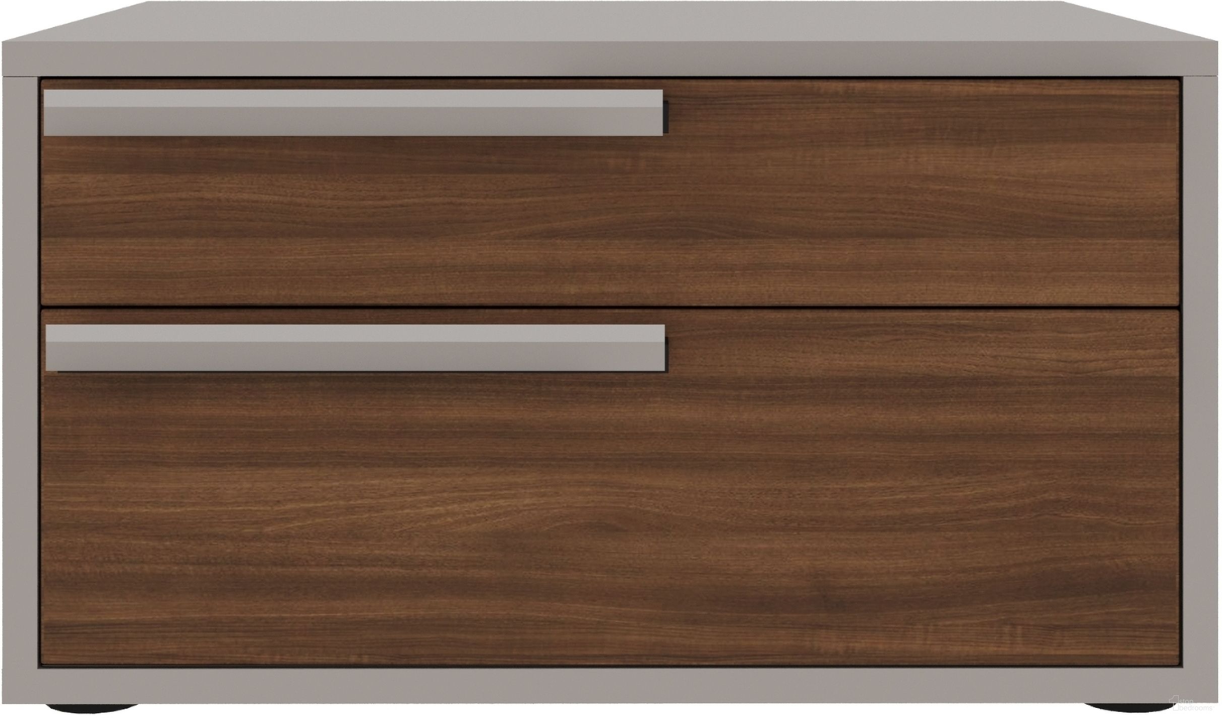 The appearance of Carter Left Nightstand In Walnut and Taupe Matte designed by Casabianca Home in the modern / contemporary interior design. This walnut/taupe piece of furniture  was selected by 1StopBedrooms from Carter Collection to add a touch of cosiness and style into your home. Sku: US-256WALTP-L. Material: MDF.