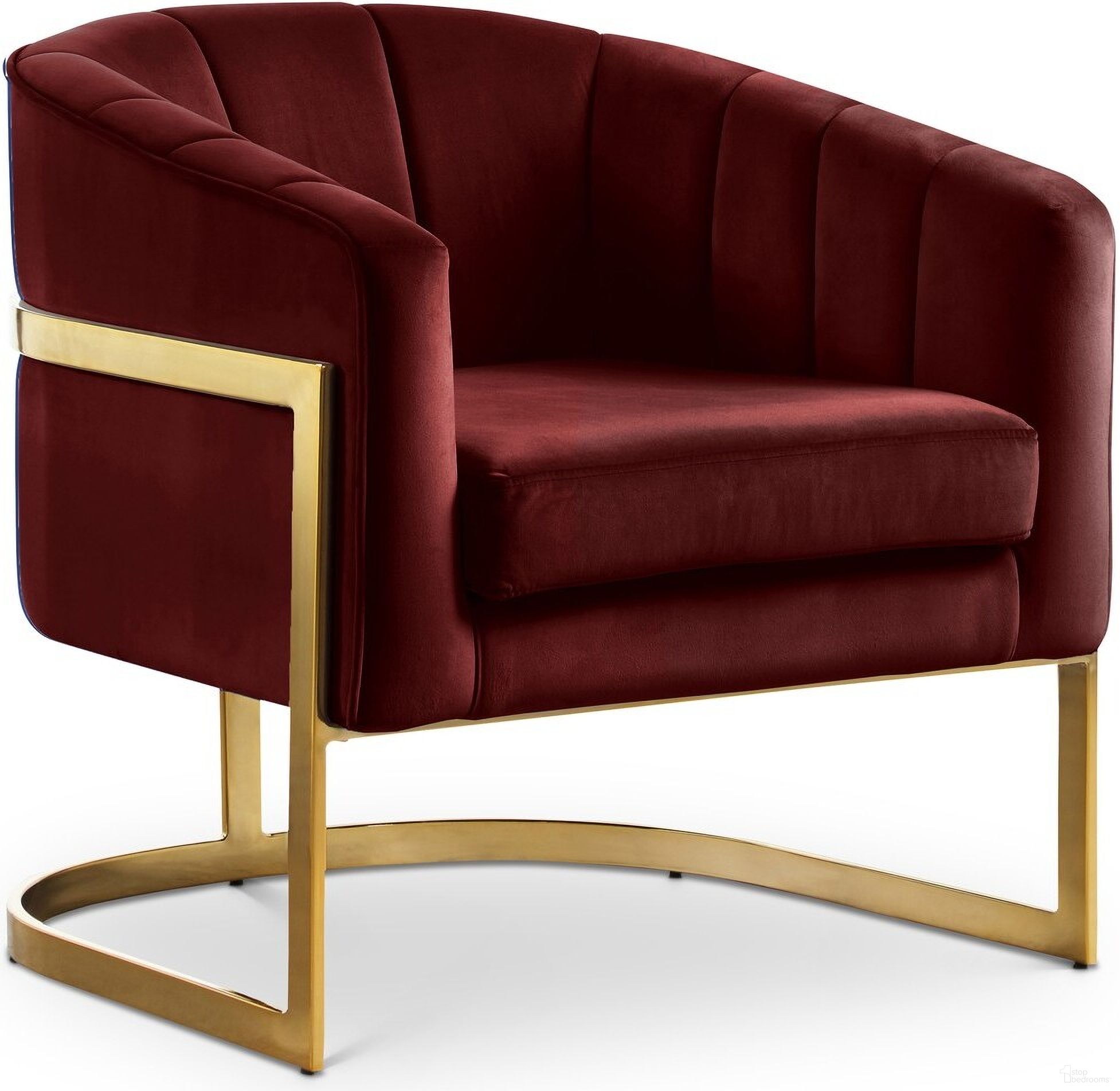 Carter Velvet Accent Chair In Burgundy