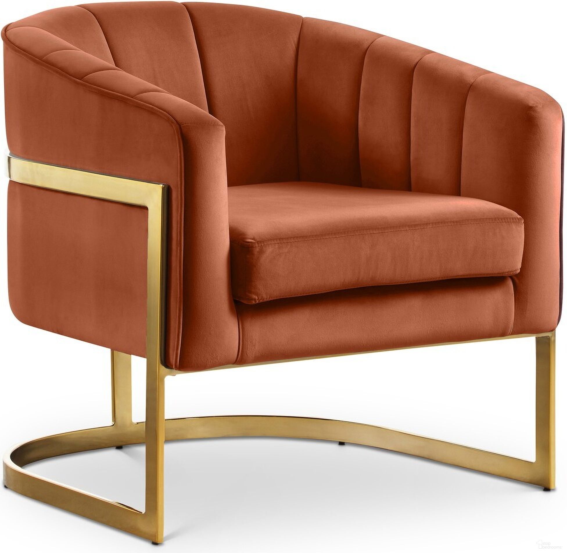 Carter Velvet Accent Chair In Cognac