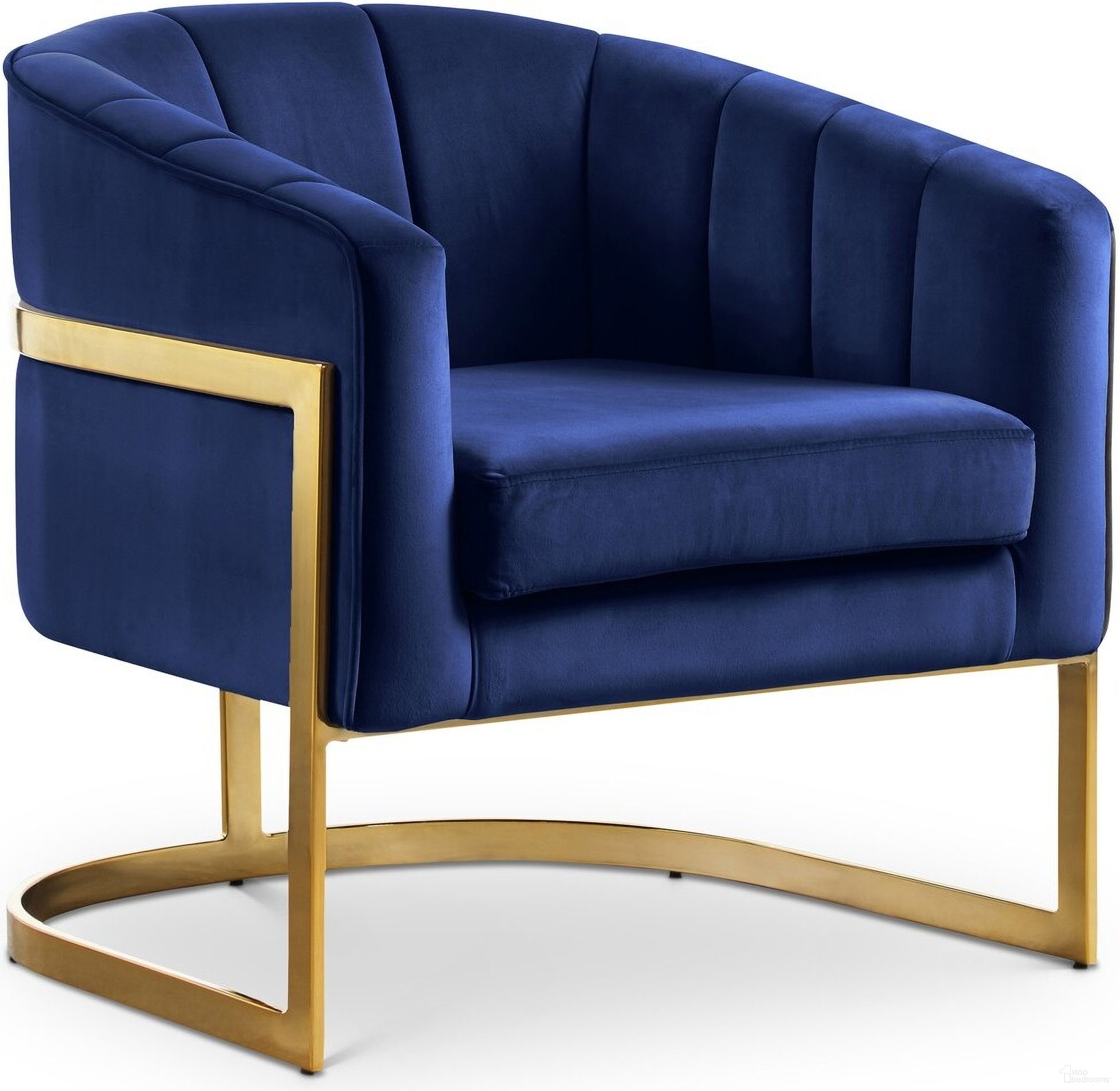 Carter Velvet Accent Chair In Navy