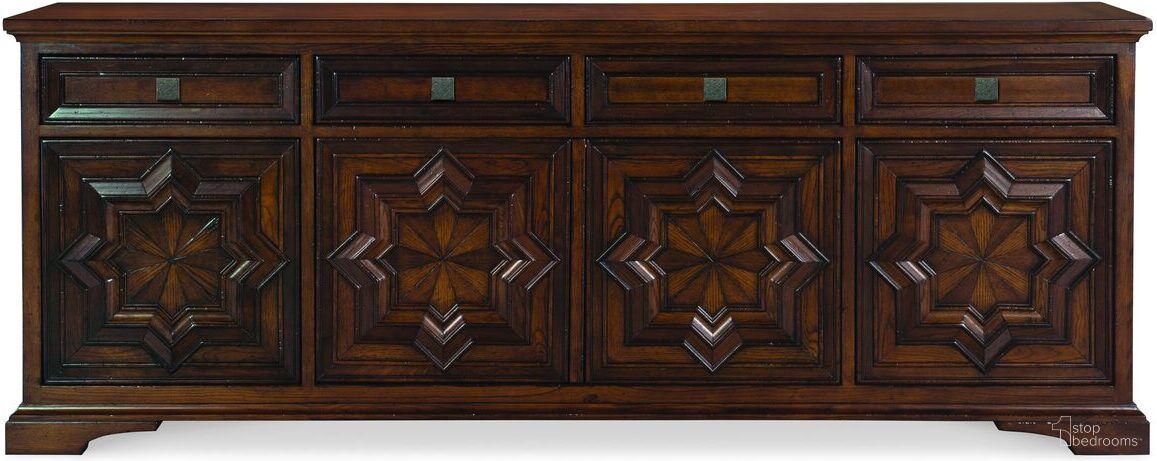 The appearance of Carved Credenza In Sierra designed by Century Furniture in the modern / contemporary interior design. This sierra piece of furniture was selected by 1StopBedrooms from Casa Bella Collection to add a touch of cosiness and style into your home. Sku: C5B-404. Material: Walnut Inlays.