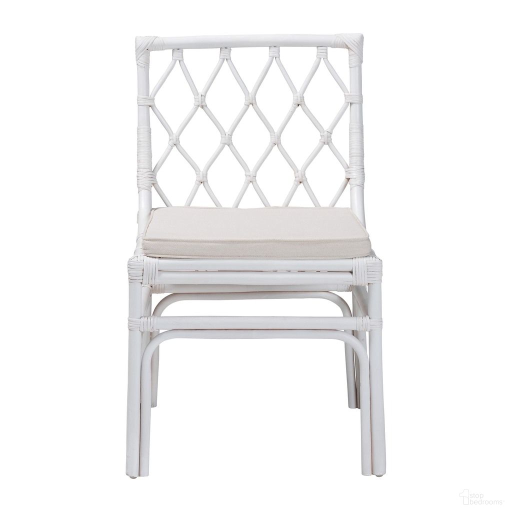 Carwyn Rattan Dining Chair In White