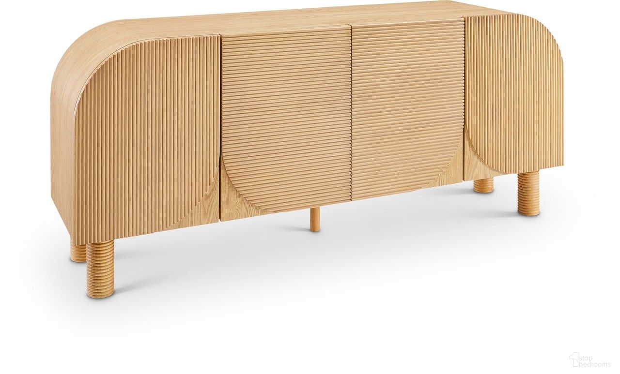 The appearance of Casablanca Sideboard In Oak designed by Meridian in the modern / contemporary interior design. This oak piece of furniture  was selected by 1StopBedrooms from Casablanca Collection to add a touch of cosiness and style into your home. Sku: 339Oak. Material: Plywood.
