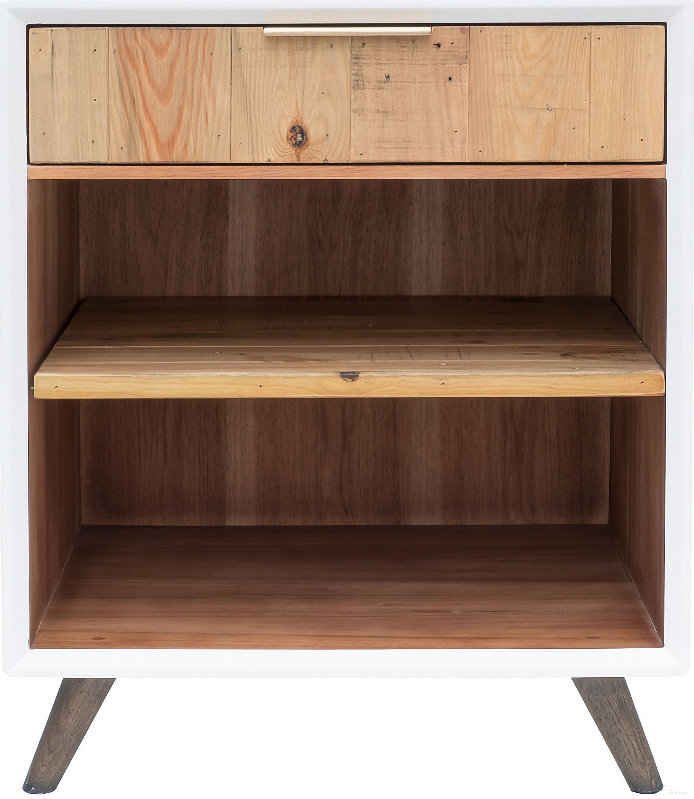 The appearance of Casablanca White and Brown Nightstand designed by LH Imports in the modern / contemporary interior design. This white and brown piece of furniture was selected by 1StopBedrooms from Casablanca Collection to add a touch of cosiness and style into your home. Sku: CB003. Material: MDF.