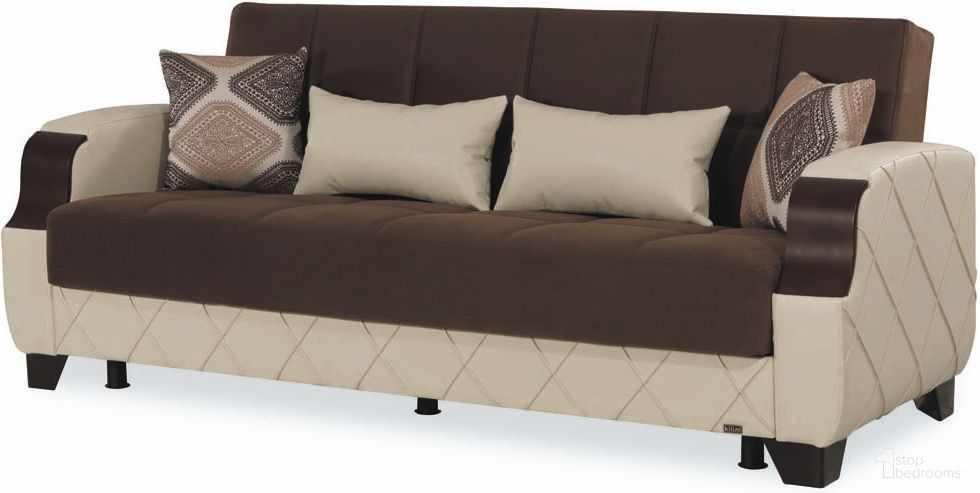The appearance of Casamode Molina Dark Brown Cream Sofabed designed by Casamode in the modern / contemporary interior design. This cream piece of furniture  was selected by 1StopBedrooms from Molina Collection to add a touch of cosiness and style into your home. Sku: MOL-SB-DBN. Material: Microsuede.