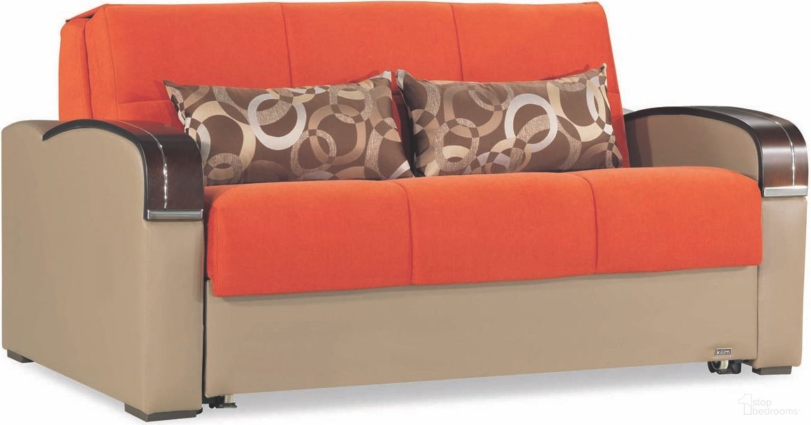 The appearance of Casamode Sleep Plus Orange Loveseat Sleeper designed by Casamode in the modern / contemporary interior design. This orange piece of furniture  was selected by 1StopBedrooms from Sleep Plus Collection to add a touch of cosiness and style into your home. Sku: SLP-LS-OR. Material: Chenille.
