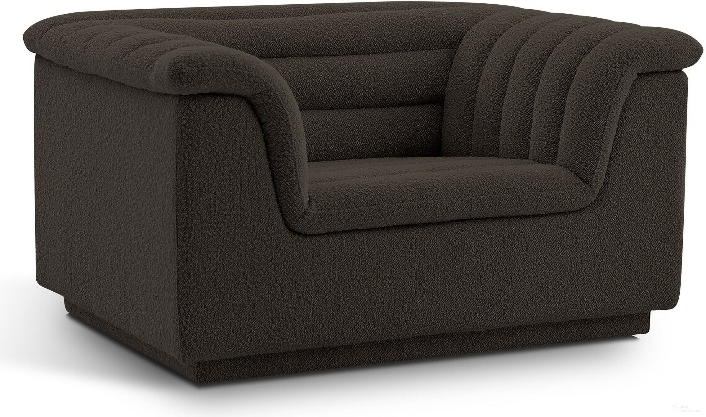 The appearance of Cascade Boucle Fabric Chair In Brown designed by Meridian in the modern / contemporary interior design. This brown piece of furniture was selected by 1StopBedrooms from Cascade Collection to add a touch of cosiness and style into your home. Sku: 191Brown-C. Material: Boucle.