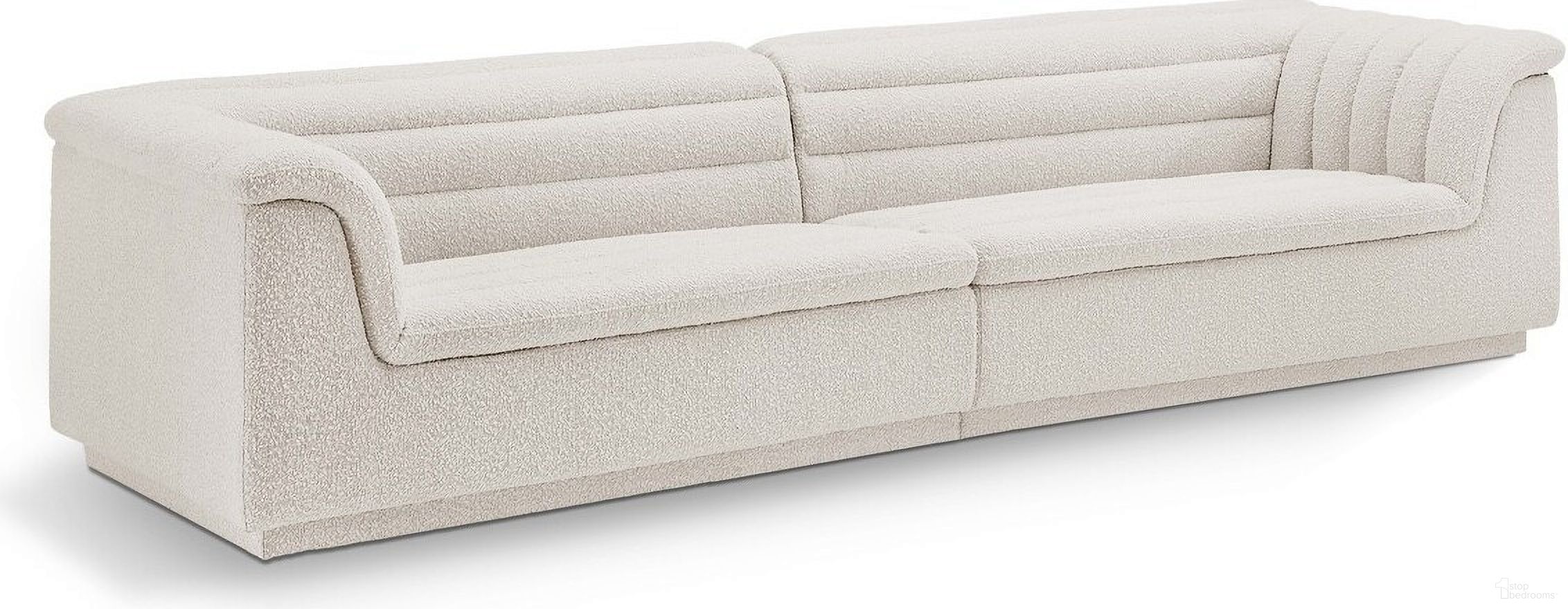 The appearance of Cascade Boucle Fabric Modular Sofa In Cream designed by Meridian in the modern / contemporary interior design. This cream piece of furniture was selected by 1StopBedrooms from Cascade Collection to add a touch of cosiness and style into your home. Sku: 193Cream-Left;193Cream-Right. Material: Boucle.