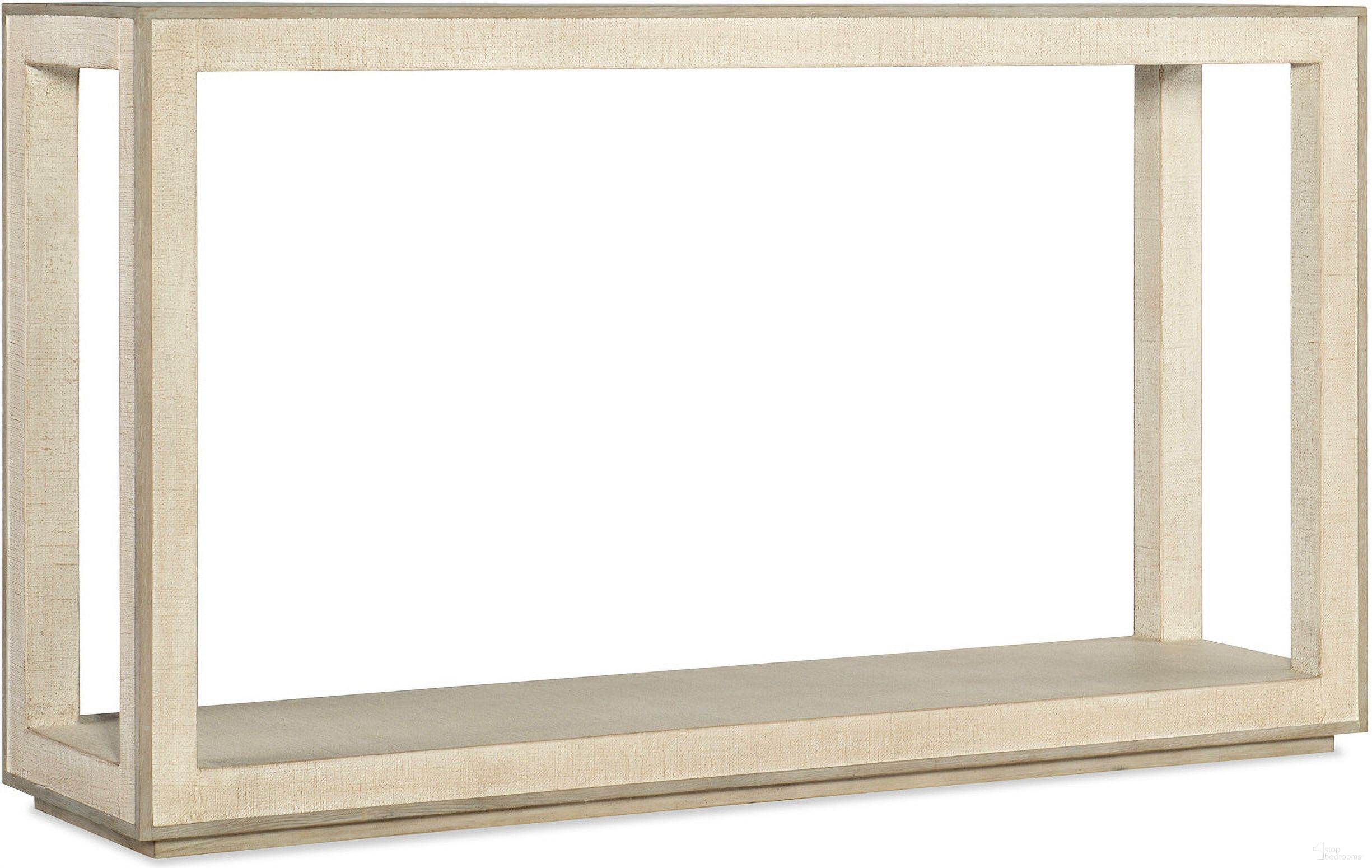 The appearance of Cascade Console Table 6120-85001-80 designed by Hooker in the transitional interior design. This light wood piece of furniture was selected by 1StopBedrooms from Cascade Collection to add a touch of cosiness and style into your home. Sku: 6120-85001-80. Material: Oak Veneer.