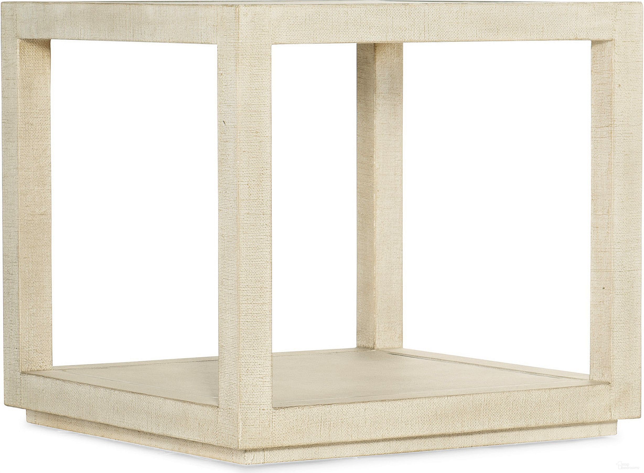 The appearance of Cascade End Table In White designed by Hooker in the transitional interior design. This white piece of furniture was selected by 1StopBedrooms from Cascade Collection to add a touch of cosiness and style into your home. Sku: 6120-80117-05. Material: Burlap.