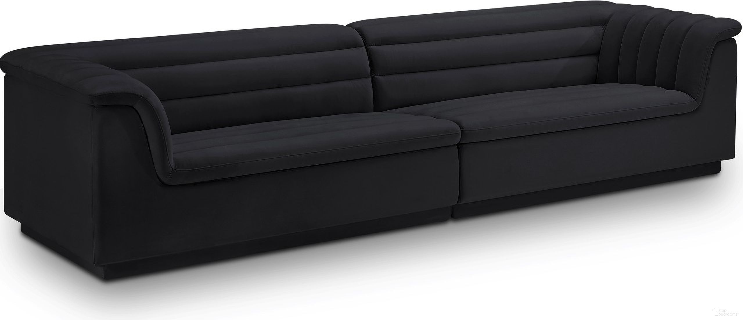 The appearance of Cascade Fabric Modular Sofa In Black Velvet designed by Meridian in the modern / contemporary interior design. This black piece of furniture was selected by 1StopBedrooms from Cascade Collection to add a touch of cosiness and style into your home. Sku: 194Black-Left;194Black-Right. Material: Velvet.