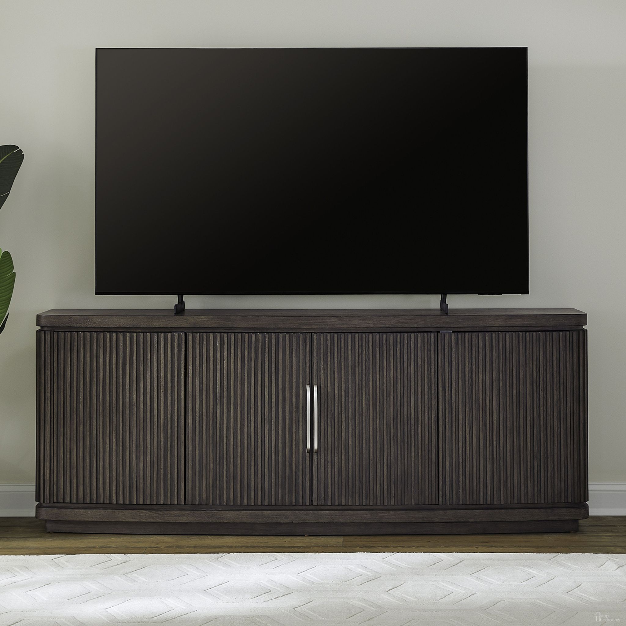 The appearance of Cascade Falls 82 Inch TV Console In Espresso designed by Liberty in the modern / contemporary interior design. This espresso piece of furniture was selected by 1StopBedrooms from Cascade Falls Collection to add a touch of cosiness and style into your home. Sku: 732-TV82. Material: Solid Rubberwood.