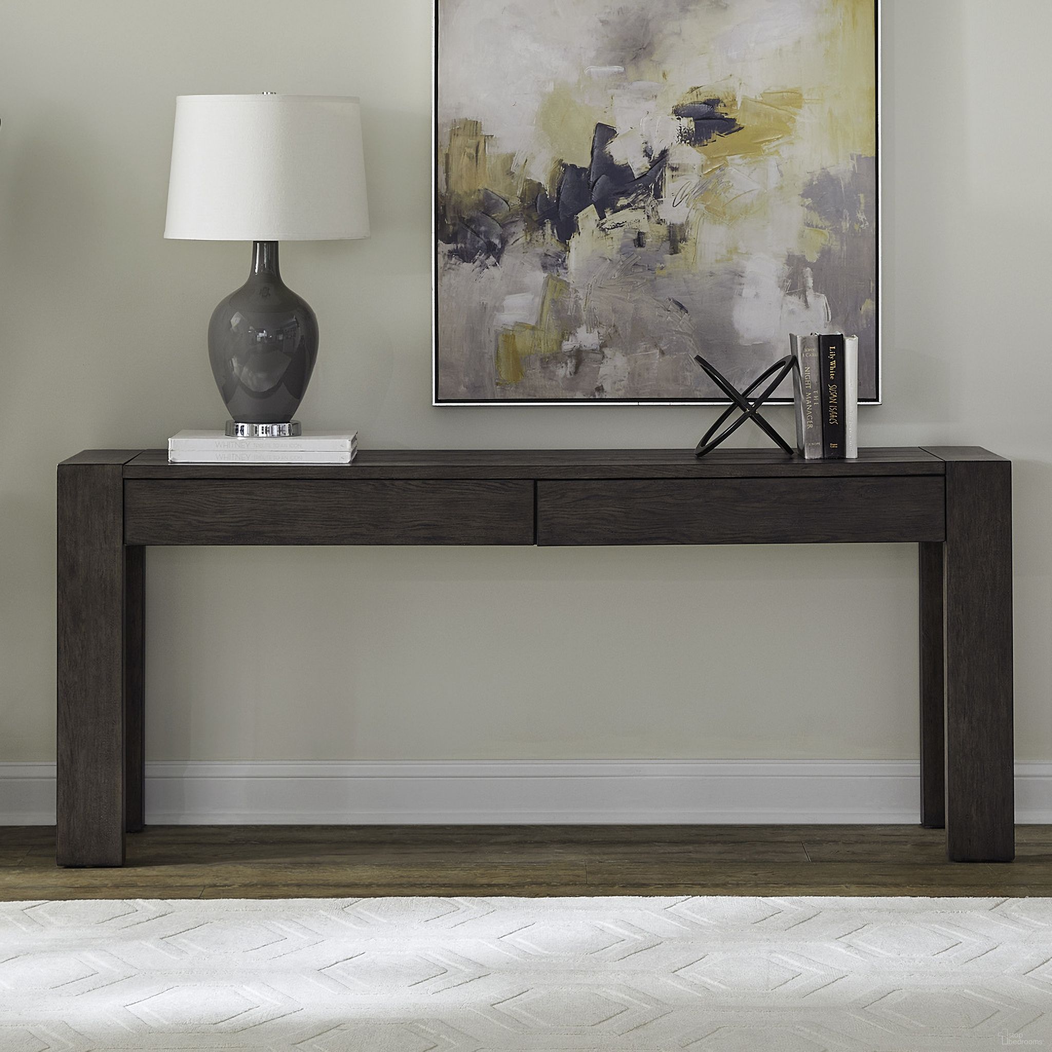 The appearance of Cascade Falls Accent Console Table In Espresso designed by Liberty in the modern / contemporary interior design. This espresso piece of furniture was selected by 1StopBedrooms from Cascade Falls Collection to add a touch of cosiness and style into your home. Sku: 732-AC7230. Material: Solid Rubberwood.