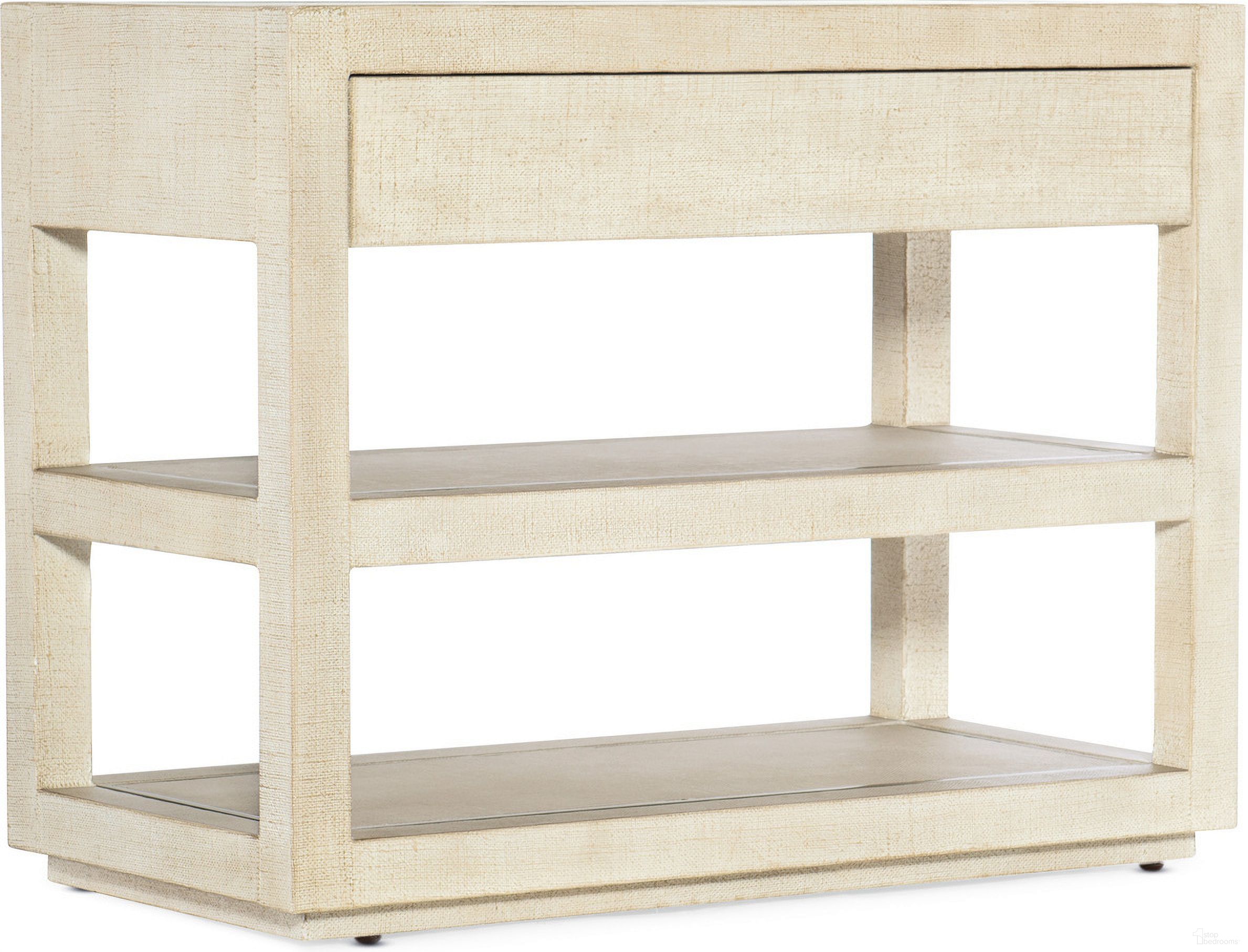 The appearance of Cascade One-Drawer Nightstand 6120-90019-05 designed by Hooker in the transitional interior design. This white piece of furniture was selected by 1StopBedrooms from Cascade Collection to add a touch of cosiness and style into your home. Sku: 6120-90019-05. Material: Burlap.