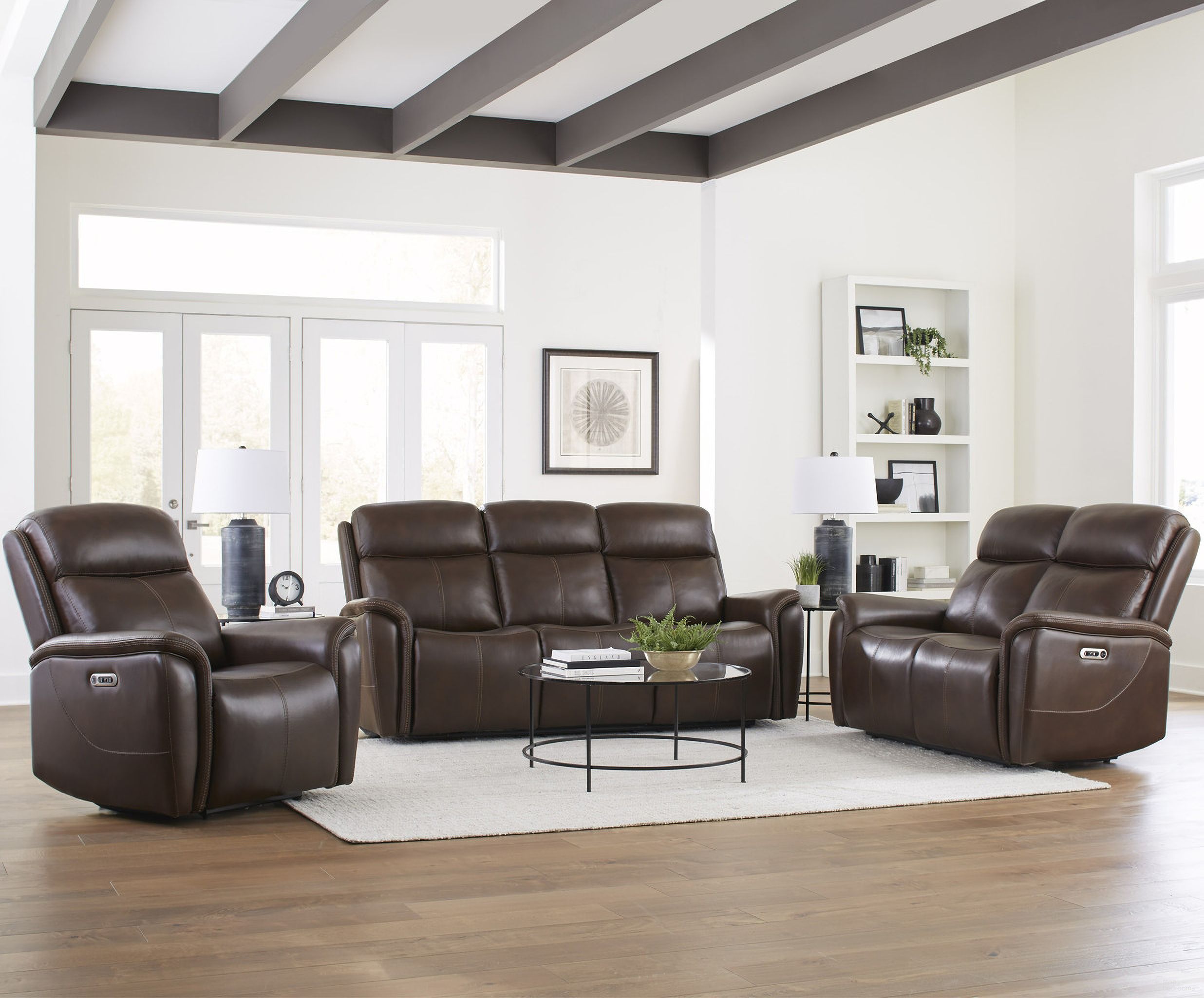 The appearance of Cascade Power Living Room Set In Auburn designed by Parker House in the transitional interior design. This auburn piece of furniture  was selected by 1StopBedrooms from Cascade Collection to add a touch of cosiness and style into your home. Sku: MCAS#832PH-AUBN;MCAS#822PH-AUBN. Material: Leather.