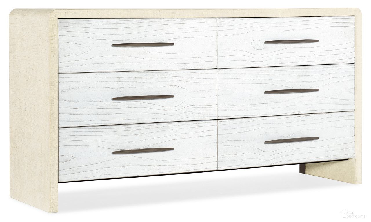 The appearance of Cascade Six-Drawer Dresser 6120-90002-05 designed by Hooker in the transitional interior design. This white piece of furniture was selected by 1StopBedrooms from Cascade Collection to add a touch of cosiness and style into your home. Sku: 6120-90002-05. Material: Resin.