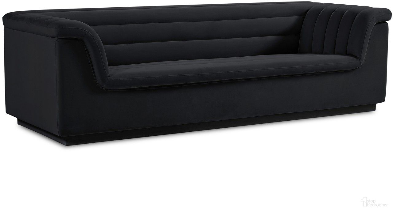 Cascade Velvet Fabric Sofa In Black