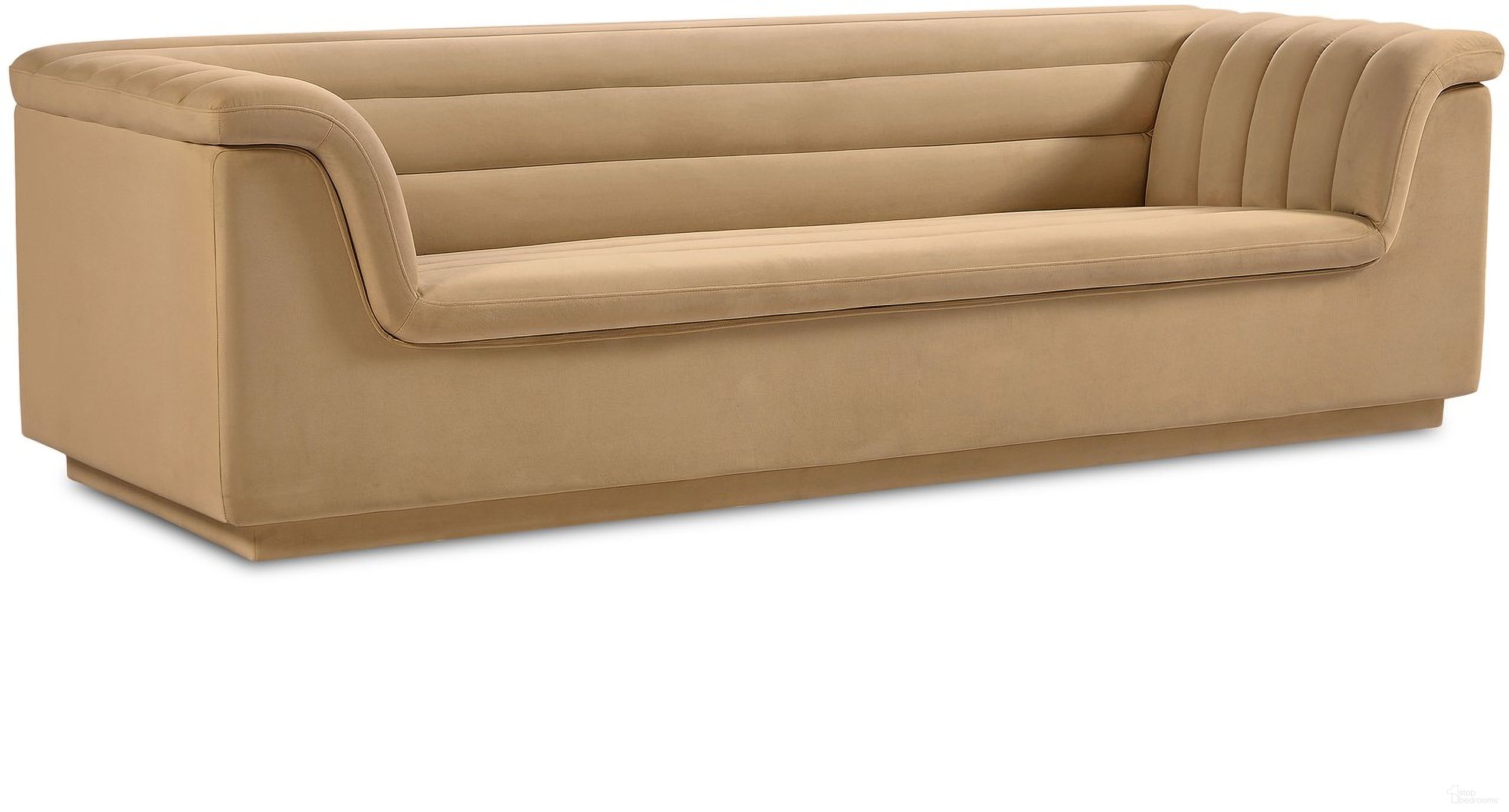 The appearance of Cascade Velvet Fabric Sofa In Camel designed by Meridian in the modern / contemporary interior design. This camel piece of furniture was selected by 1StopBedrooms from Cascade Collection to add a touch of cosiness and style into your home. Sku: 192Camel-S. Material: Velvet.