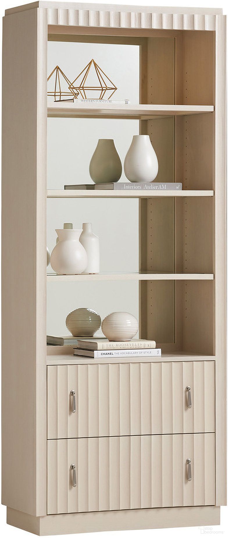 The appearance of Cascades Walden Bookcase In Opaline designed by Sligh in the transitional interior design. This opaline piece of furniture  was selected by 1StopBedrooms from Cascades Collection to add a touch of cosiness and style into your home. Sku: 310-460. Material: Wood.