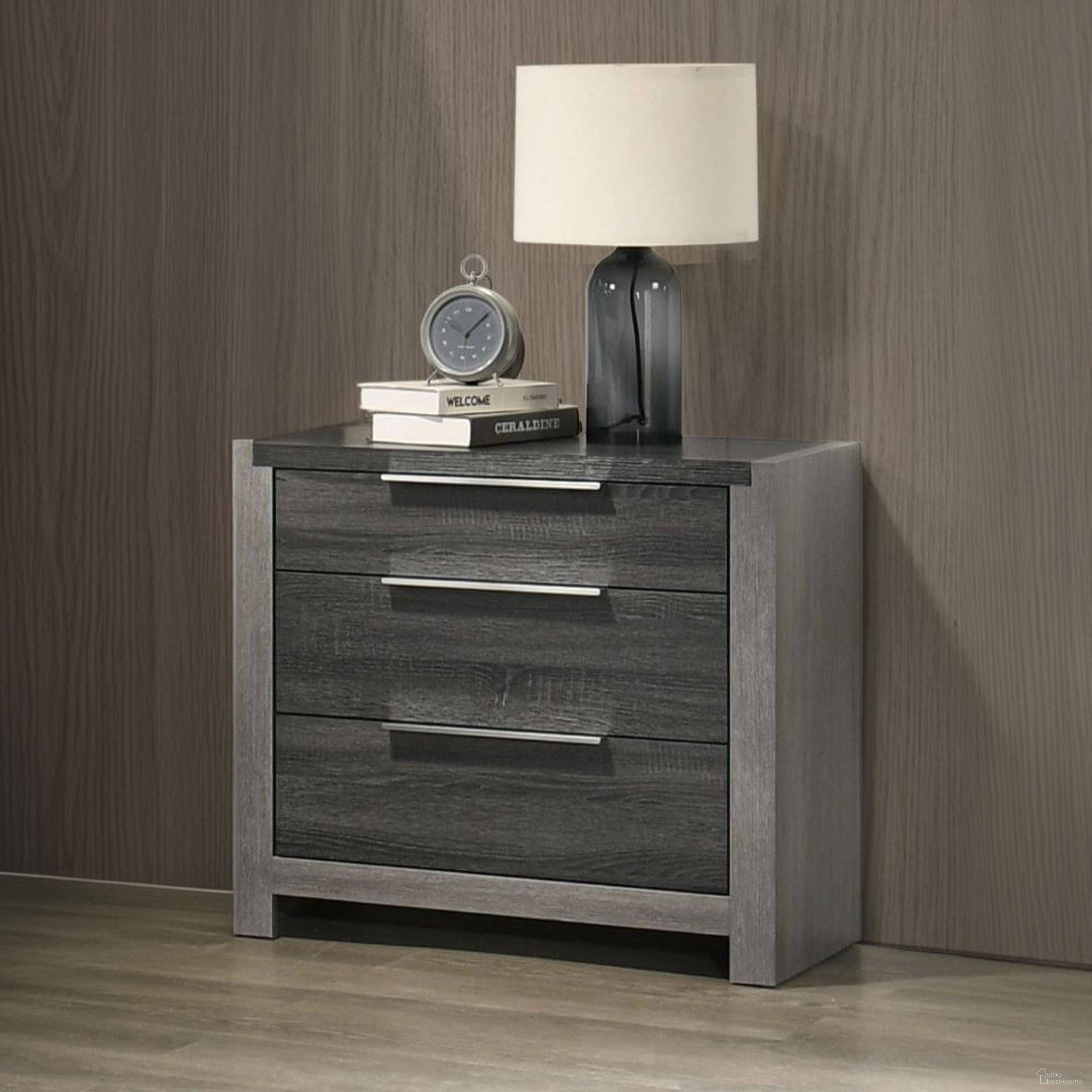 The appearance of Jehoram Nightstand In Gray designed by ACME in the transitional interior design. This gray piece of furniture  was selected by 1StopBedrooms from Jehoram Collection to add a touch of cosiness and style into your home. Sku: BD02723. Material: Rubberwood.
