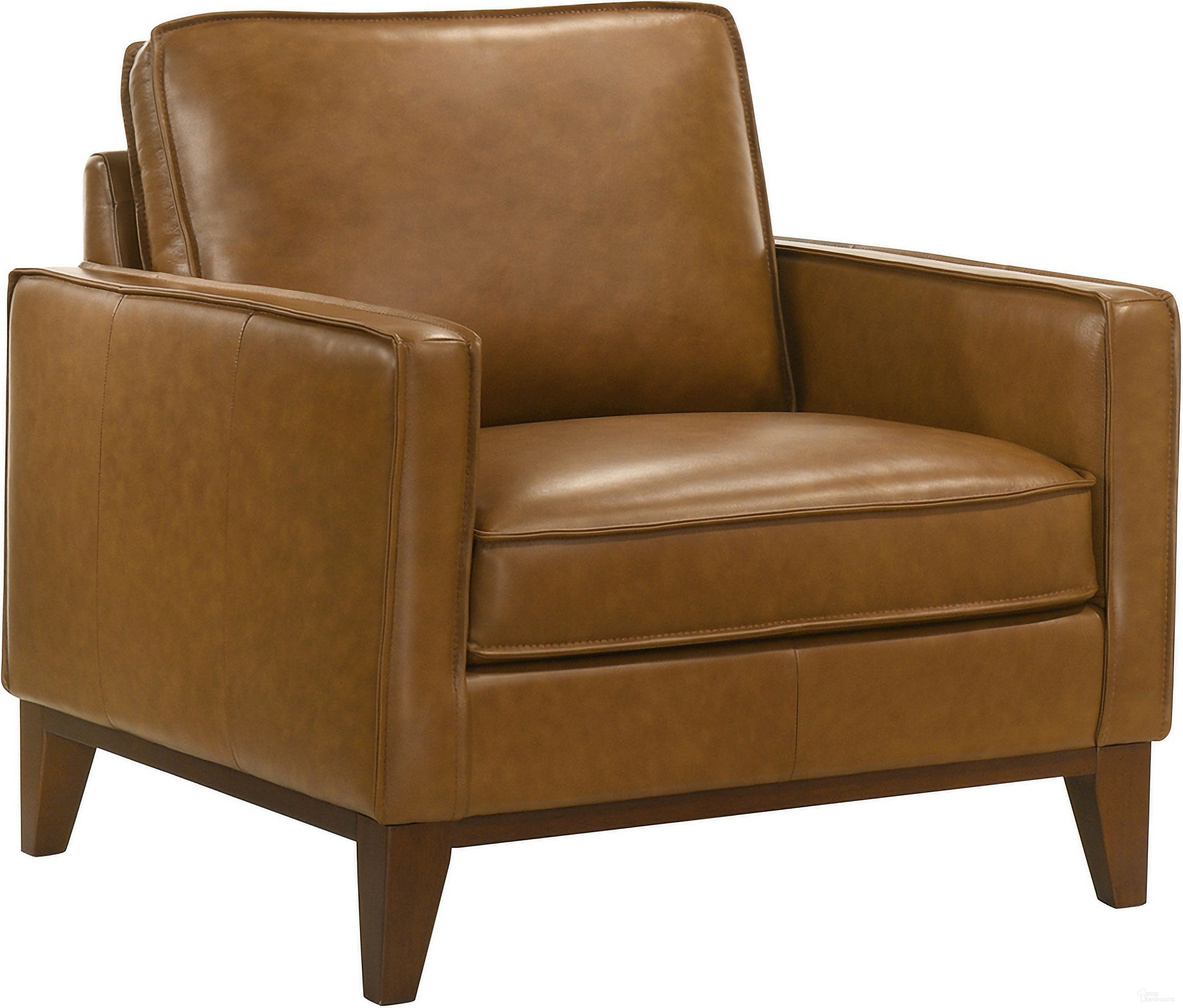 The appearance of Caspar Chair In Caramel designed by New Classic in the modern / contemporary interior design. This caramel piece of furniture  was selected by 1StopBedrooms from Caspar Collection to add a touch of cosiness and style into your home. Sku: L1213-10-CBW. Material: Leather.
