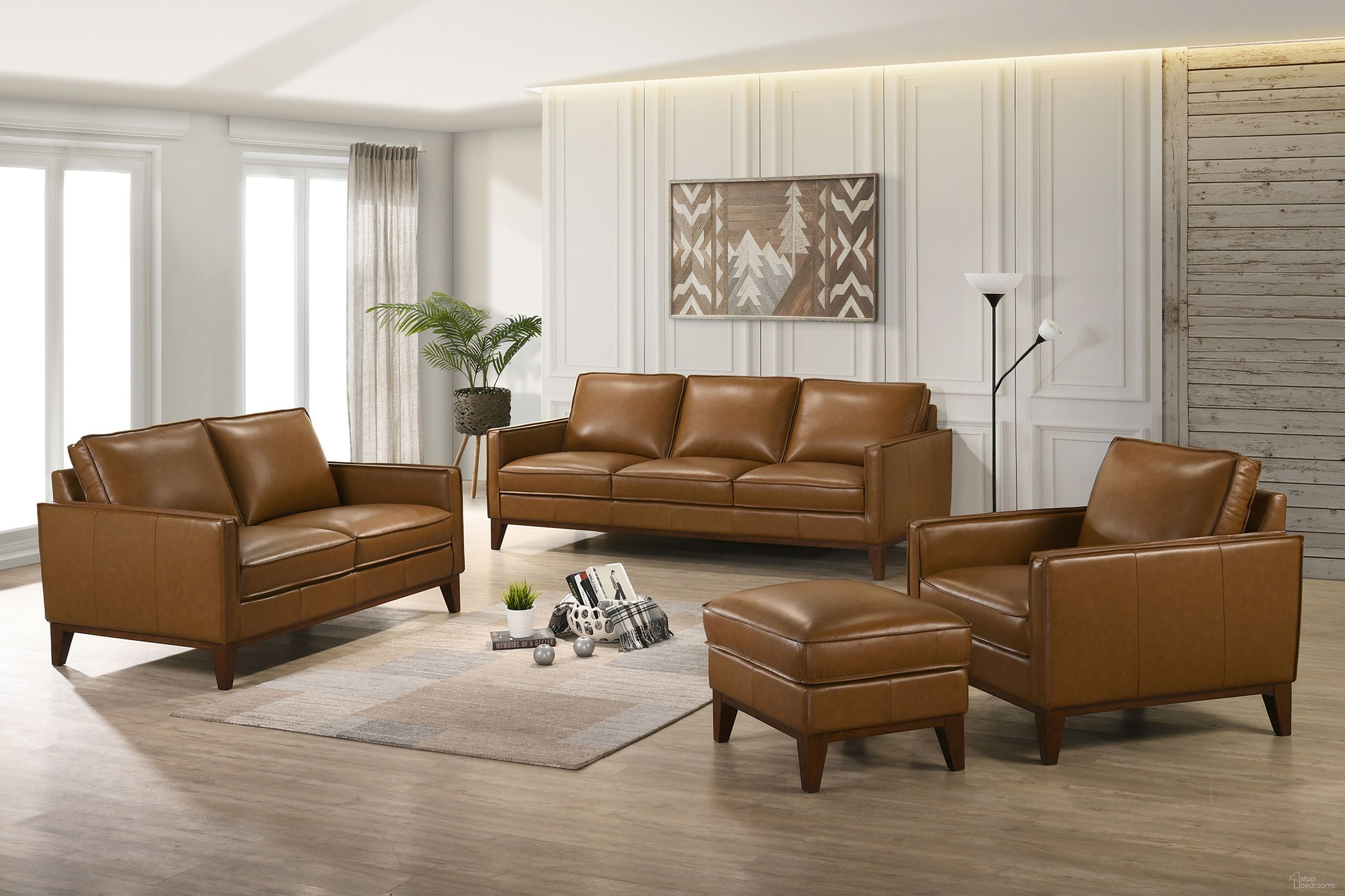 The appearance of Caspar Living Room Set In Caramel designed by New Classic in the modern / contemporary interior design. This caramel piece of furniture  was selected by 1StopBedrooms from Caspar Collection to add a touch of cosiness and style into your home. Sku: L1213-30-CBW;L1213-20-CBW. Material: Leather.
