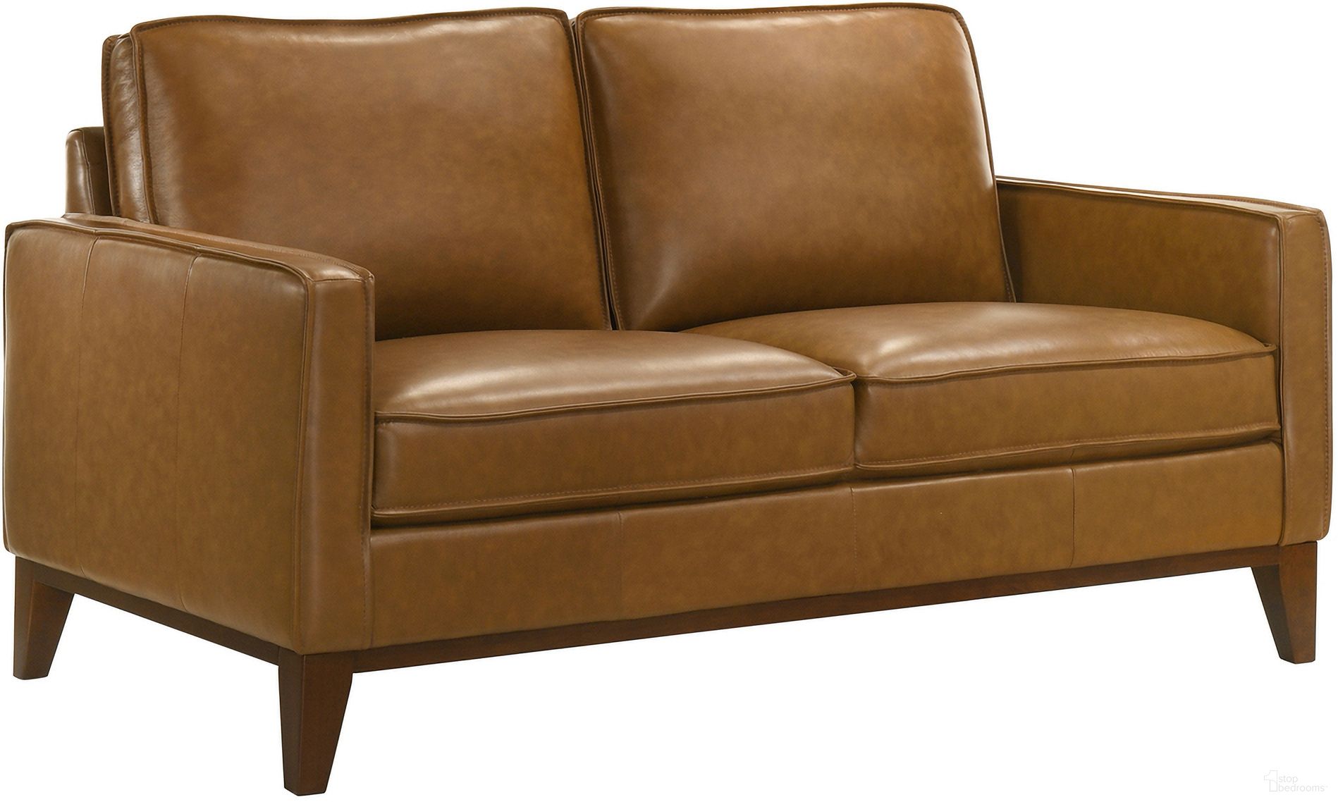 The appearance of Caspar Loveseat In Caramel designed by New Classic in the modern / contemporary interior design. This caramel piece of furniture  was selected by 1StopBedrooms from Caspar Collection to add a touch of cosiness and style into your home. Sku: L1213-20-CBW. Material: Leather.