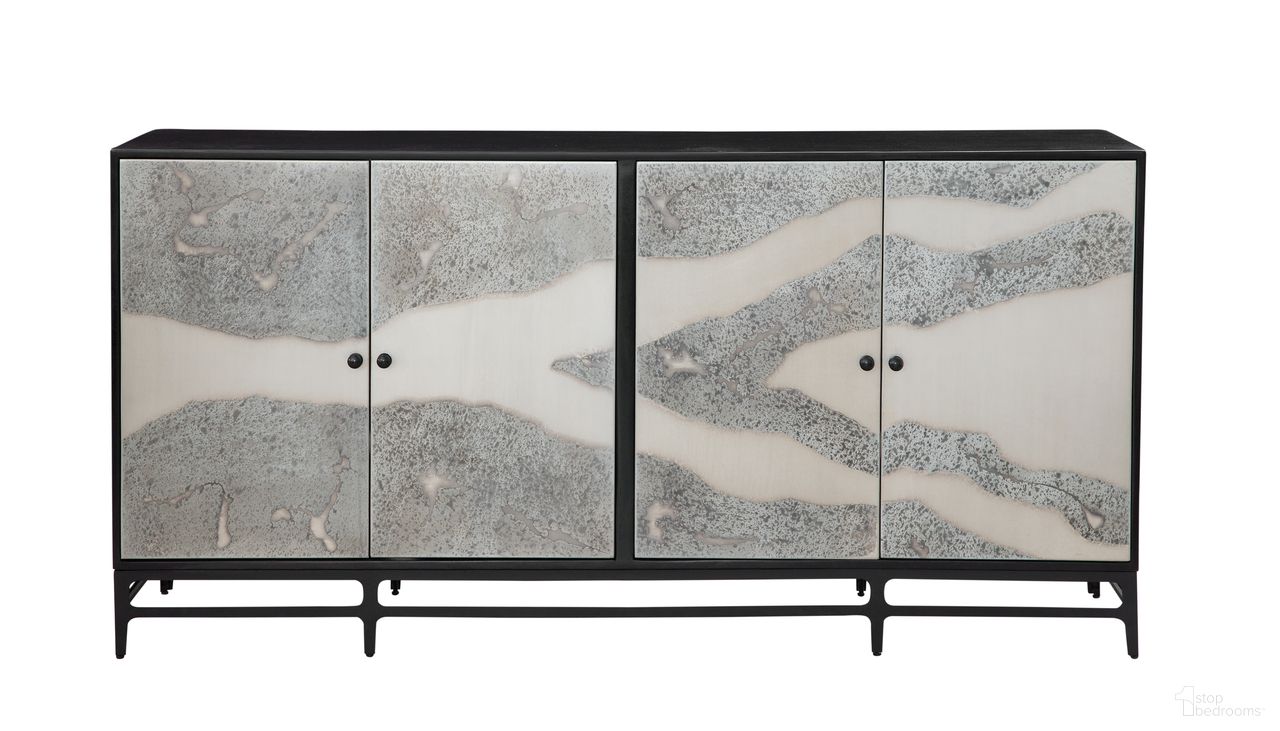 The appearance of Caspar Sideboard In Acid Washed Iron designed by Bassett Mirror Company in the modern / contemporary interior design. This iron piece of furniture  was selected by 1StopBedrooms from Caspar Collection to add a touch of cosiness and style into your home. Sku: 5938-DR-576. Material: Metal.