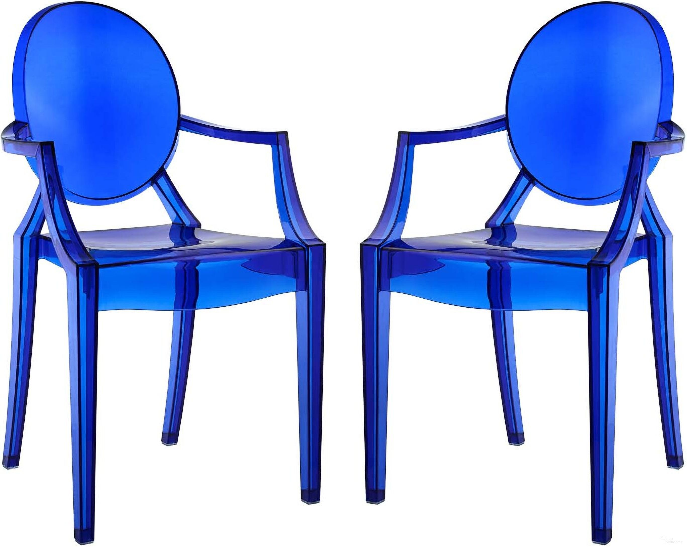 The appearance of Casper Blue Dining Arm Chairs Set of 2 designed by Modway in the modern / contemporary interior design. This blue piece of furniture  was selected by 1StopBedrooms from Casper Collection to add a touch of cosiness and style into your home. Sku: EEI-905-BLU. Material: Wood.