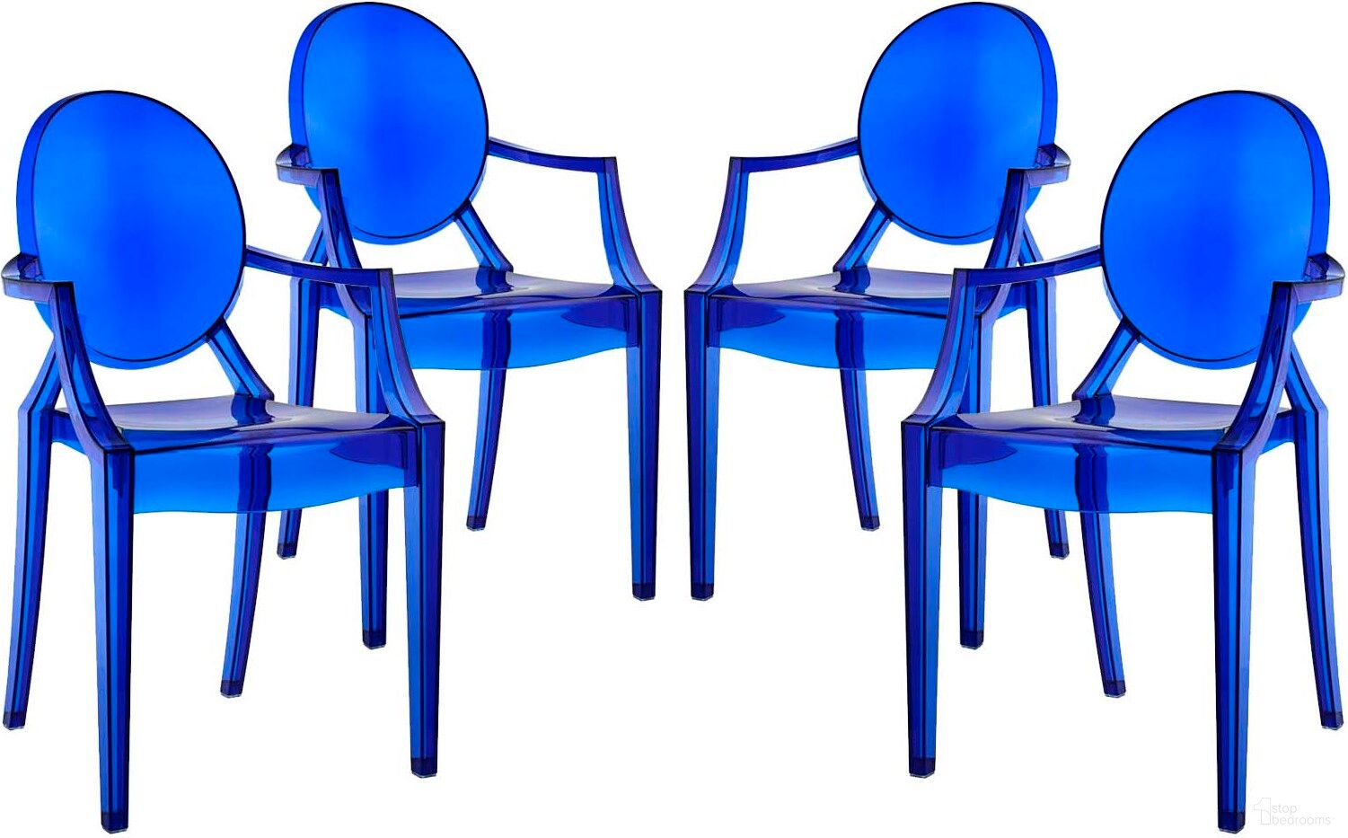 The appearance of Casper Blue Dining Arm Chairs Set of 4 designed by Modway in the modern / contemporary interior design. This blue piece of furniture  was selected by 1StopBedrooms from Casper Collection to add a touch of cosiness and style into your home. Sku: EEI-121-BLU;EEI-121-BLU;EEI-121-BLU;EEI-121-BLU. Material: Wood.