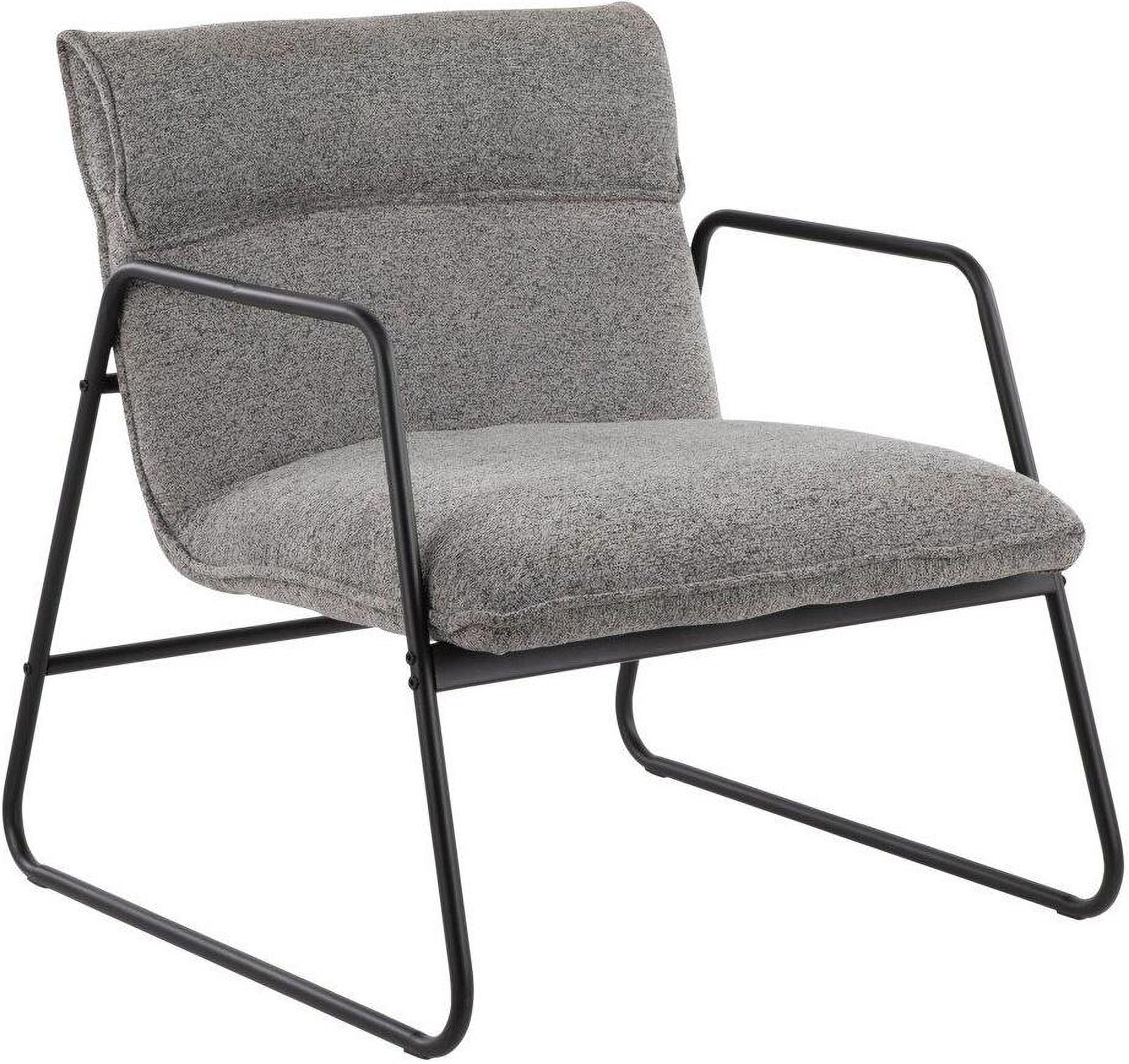 Casper Industrial Arm Chair In Black Steel And Grey Noise Fabric by ...