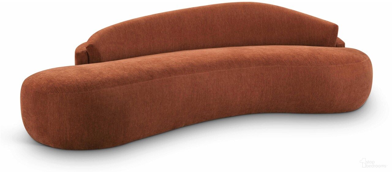 The appearance of Caspian 101 Inch Chenille Fabric Upholstered Sofa In Cognac designed by Meridian in the modern / contemporary interior design. This cognac piece of furniture  was selected by 1StopBedrooms from Caspian Collection to add a touch of cosiness and style into your home. Sku: 44033Cognac-S. Material: Chenille.