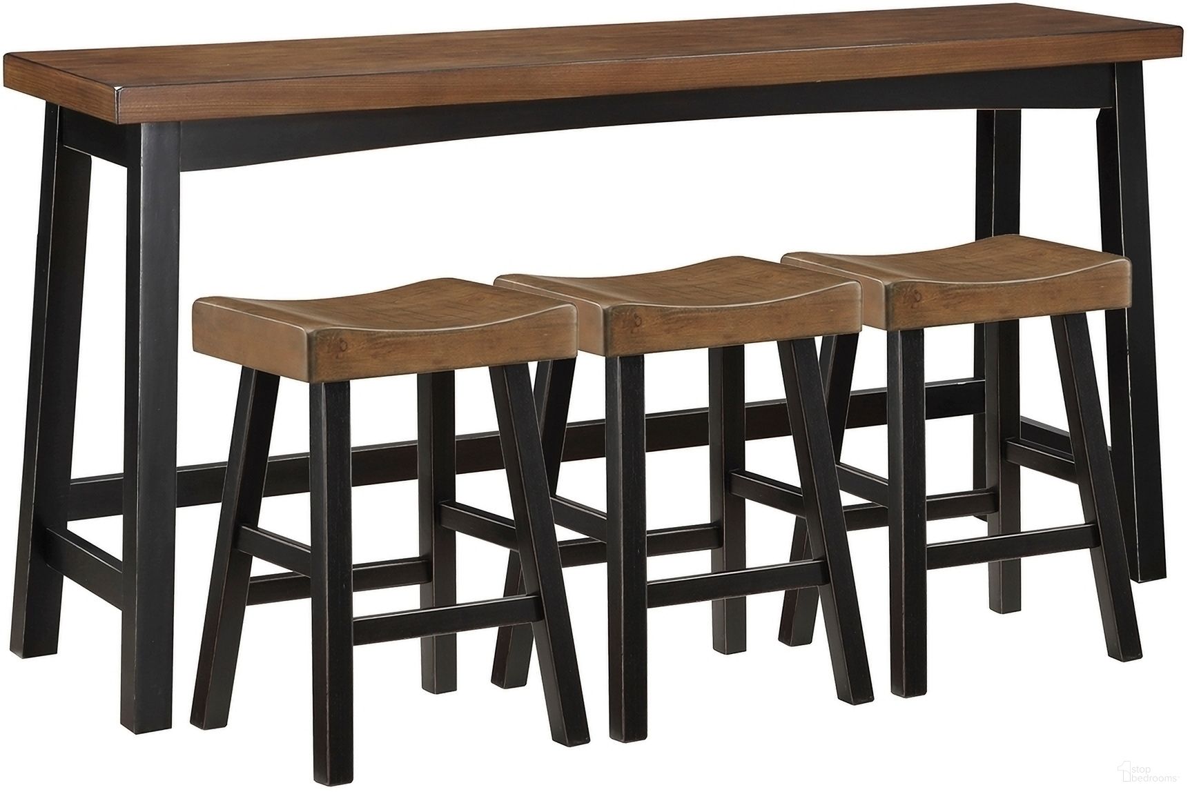 The appearance of Caspian 4-Piece Pack Counter Height Set In Black and Brown designed by Homelegance in the modern / contemporary interior design. This black/brown piece of furniture was selected by 1StopBedrooms from Caspian Collection to add a touch of cosiness and style into your home. Sku: 5687BTT-364P. Table Base Style: Trestle. Material: Wood. Table Top Shape: Rectangular.