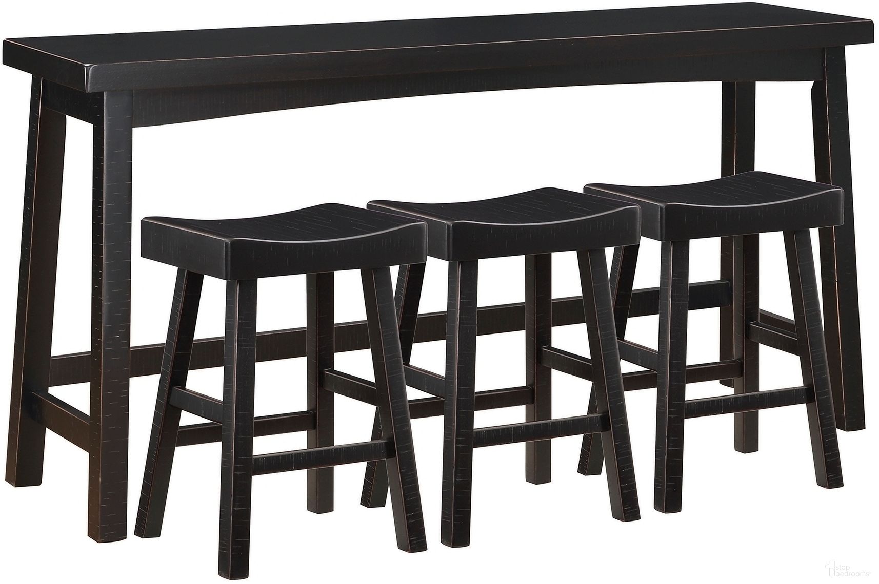 The appearance of Caspian 4-Piece Pack Counter Height Set In Black designed by Homelegance in the modern / contemporary interior design. This black piece of furniture was selected by 1StopBedrooms from Caspian Collection to add a touch of cosiness and style into your home. Sku: 5687BLK-364P. Table Base Style: Trestle. Material: Wood. Table Top Shape: Rectangular.