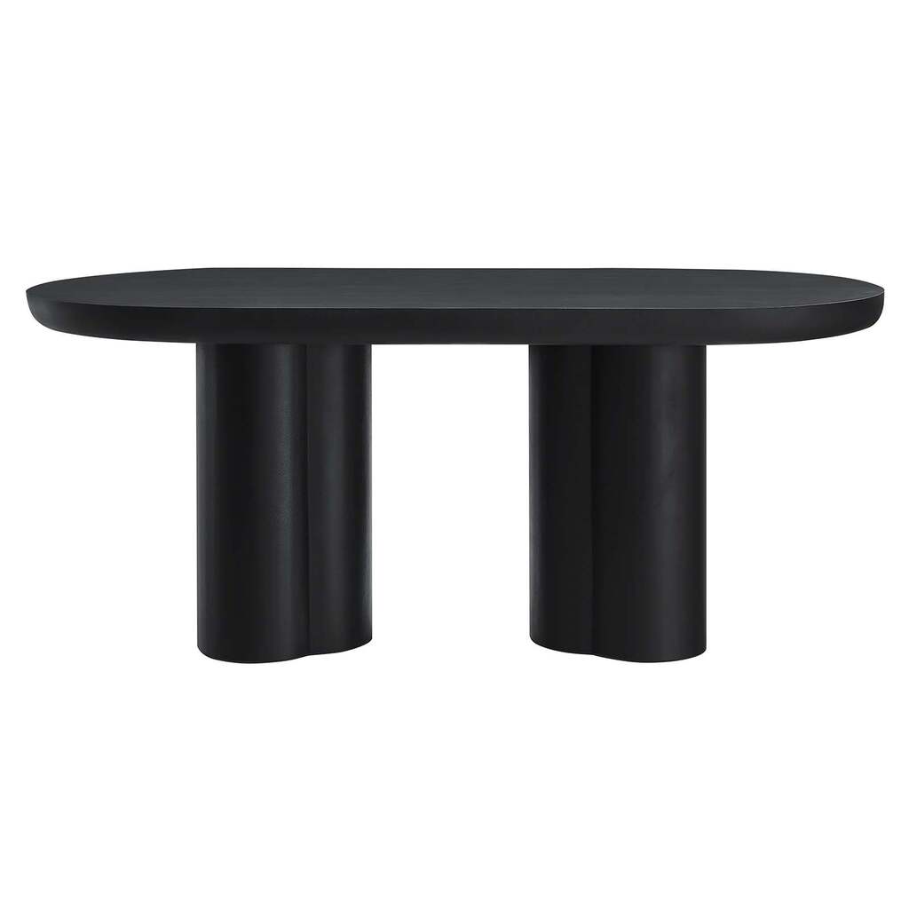 Caspian 72 Inch Concrete Oval Dining Table In Black by Modway