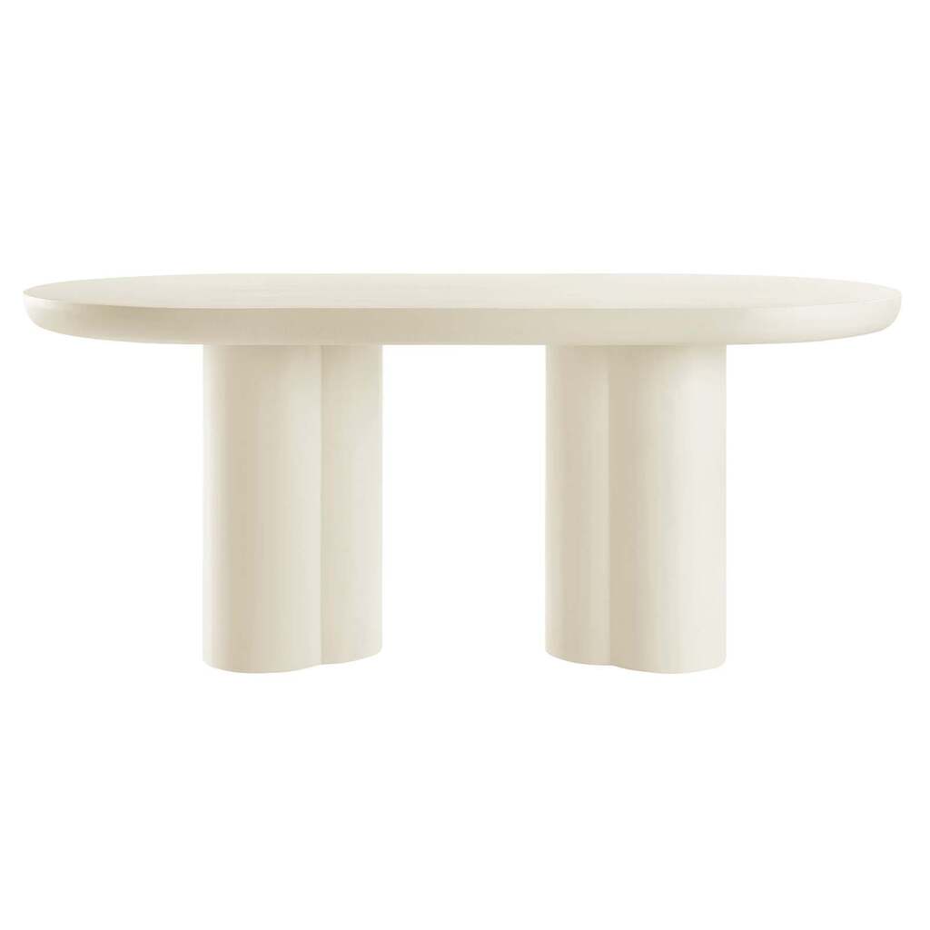 Caspian 72 Inch Concrete Oval Dining Table In White by Modway