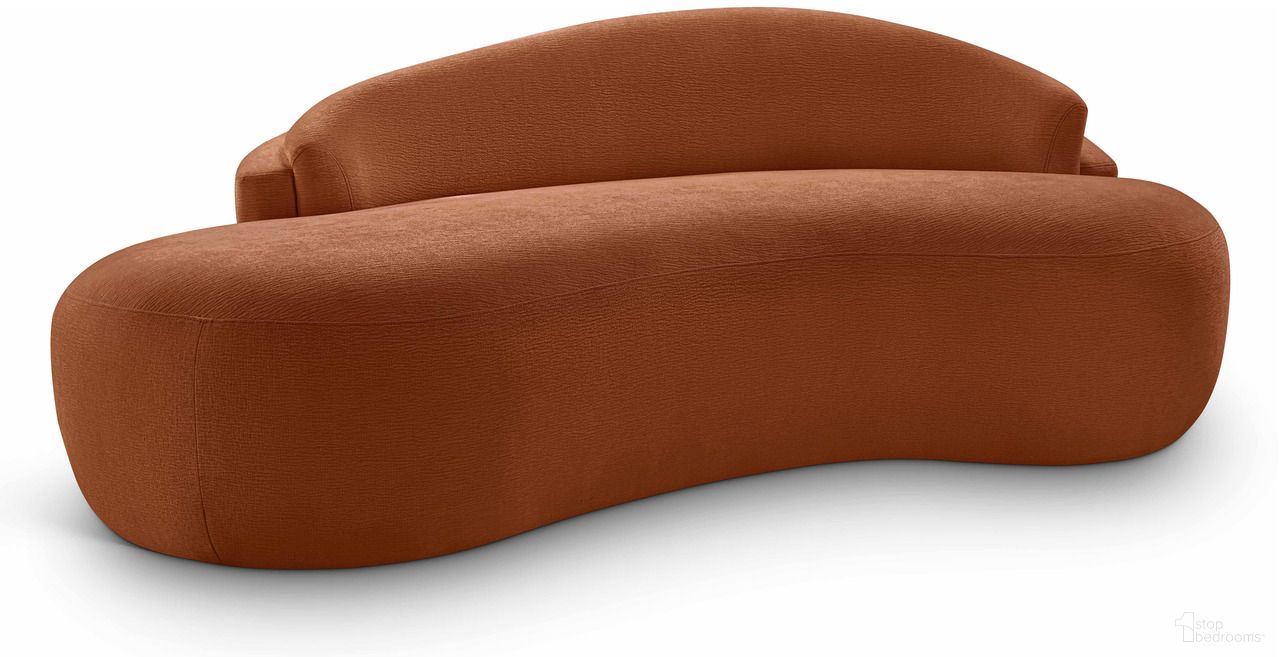 The appearance of Caspian 79 Inch Chenille Fabric Upholstered Loveseat In Cognac designed by Meridian in the modern / contemporary interior design. This cognac piece of furniture  was selected by 1StopBedrooms from Caspian Collection to add a touch of cosiness and style into your home. Sku: 44033Cognac-L. Material: Chenille.