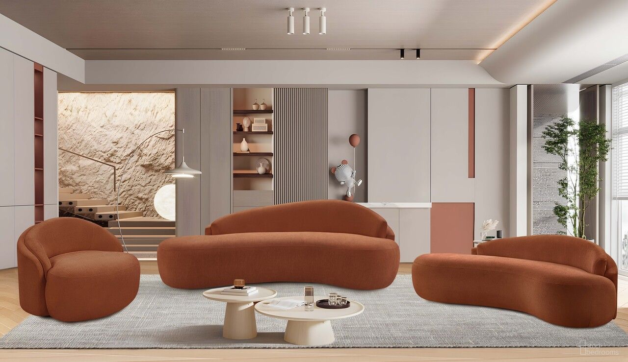 The appearance of Caspian Chenille Fabric Upholstered Living Room Set In Cognac designed by Meridian in the modern / contemporary interior design. This cognac piece of furniture was selected by 1StopBedrooms from Caspian Collection to add a touch of cosiness and style into your home. Sku: 44033Cognac-S;44033Cognac-L. Material: Chenille.