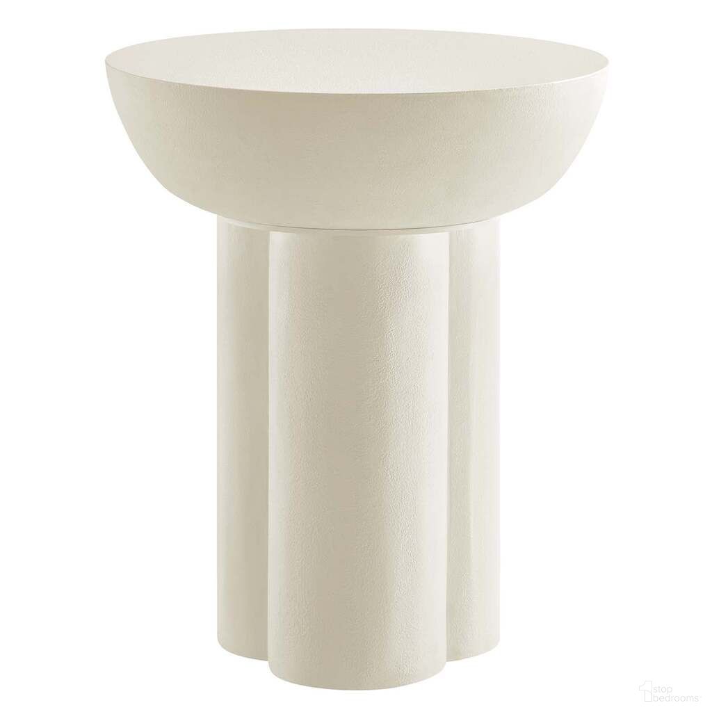 Caspian Concrete Round Side Table In White