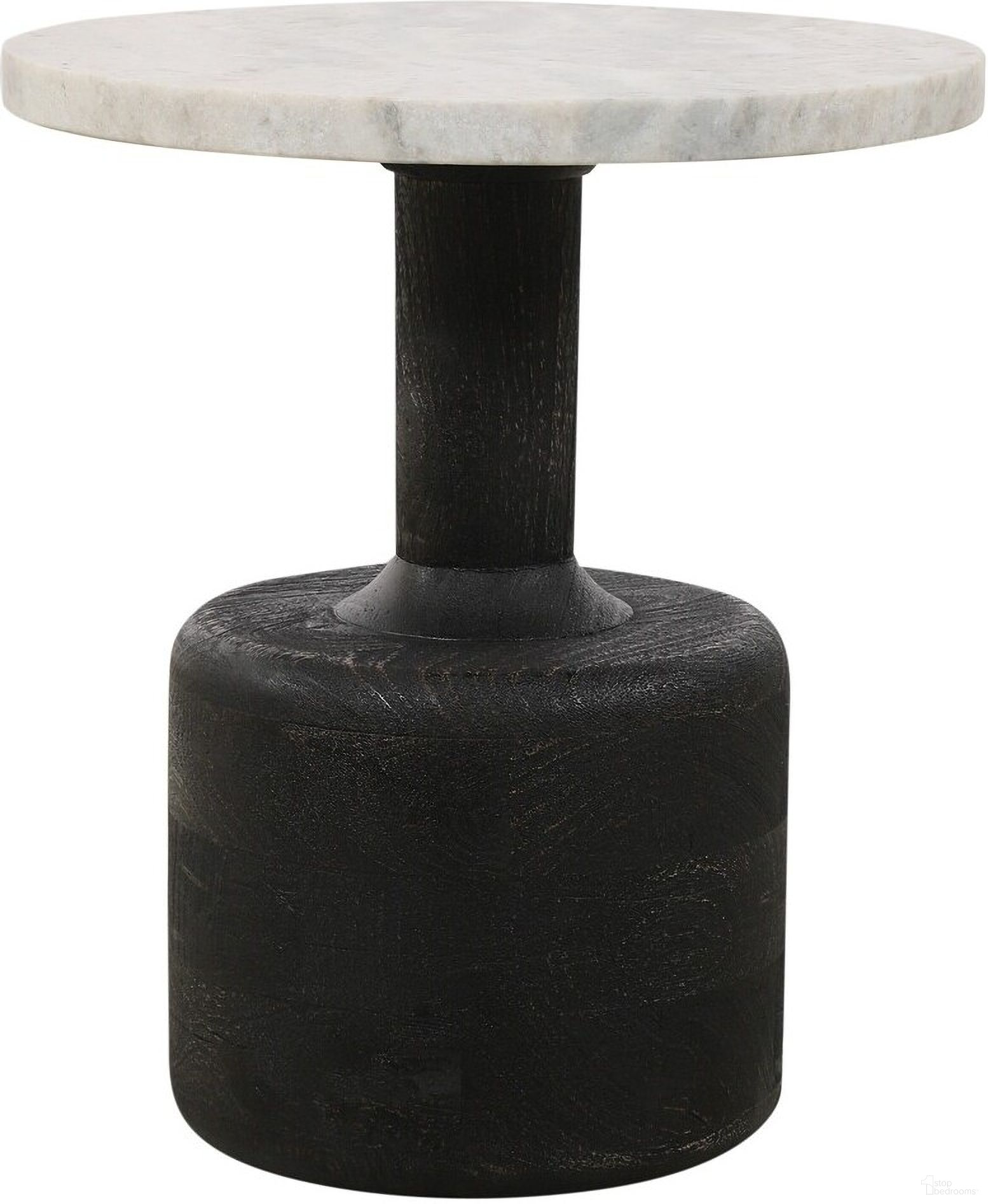 Caspian Side Table with Marble Top In White and Black