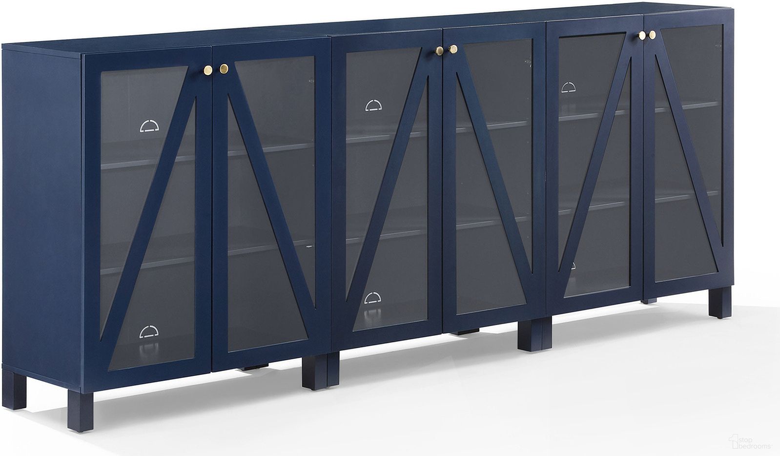 Cassai 3-Piece Media Sideboard Cabinet Set In Navy