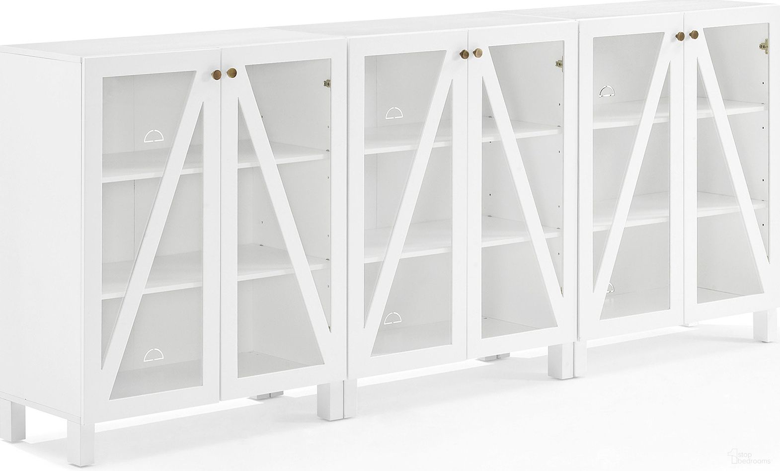 Cassai 3-Piece Media Sideboard Cabinet Set In White
