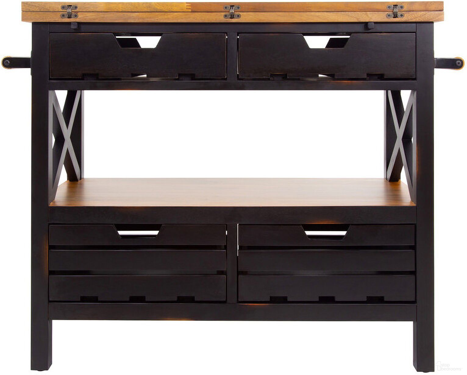 Cassidy Kitchen Island In Natural Brown and Black