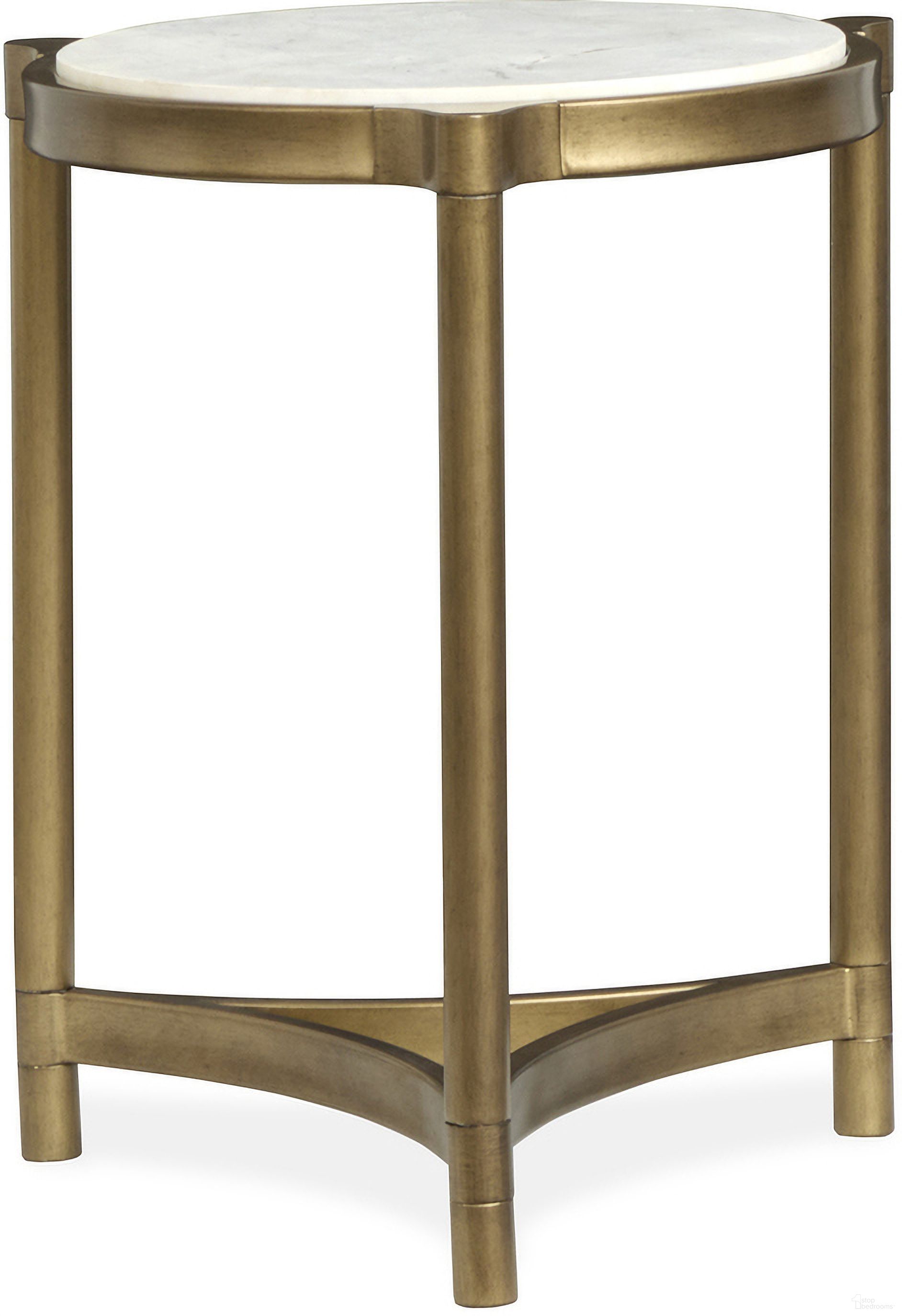 The appearance of Cassidy Round Accent Table In Aged Brass And Volakas Classic designed by Magnussen in the modern / contemporary interior design. This aged brass and volakas classic piece of furniture  was selected by 1StopBedrooms from Cassidy Collection to add a touch of cosiness and style into your home. Sku: T6357-35. Material: Metal.