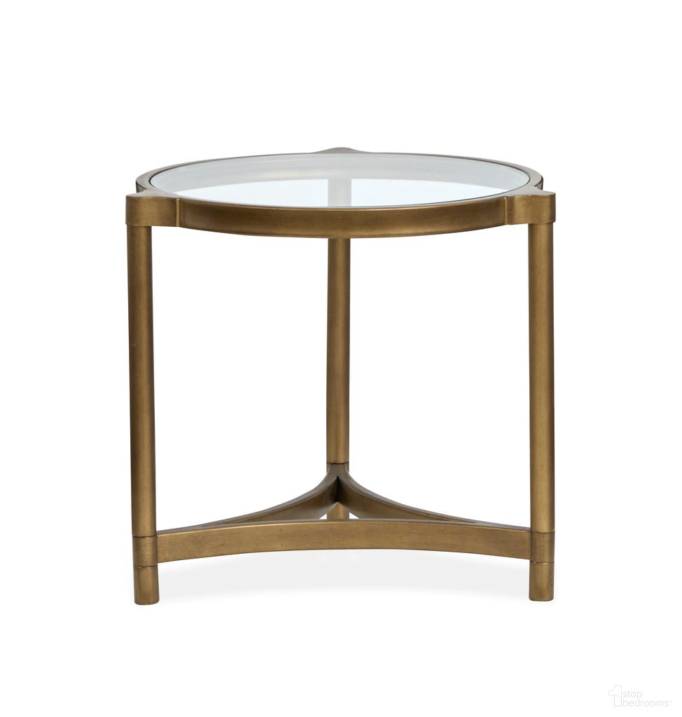 The appearance of Cassidy Round End Table In Aged Brass And Volakas Classic designed by Magnussen in the modern / contemporary interior design. This aged brass and volakas classic piece of furniture  was selected by 1StopBedrooms from Cassidy Collection to add a touch of cosiness and style into your home. Sku: T6357-05. Material: Metal.