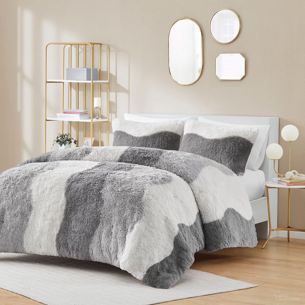 Cassie Ombre Shaggy Faux Fur 2 Piece Twin/Twin XL Comforter Set In Grey