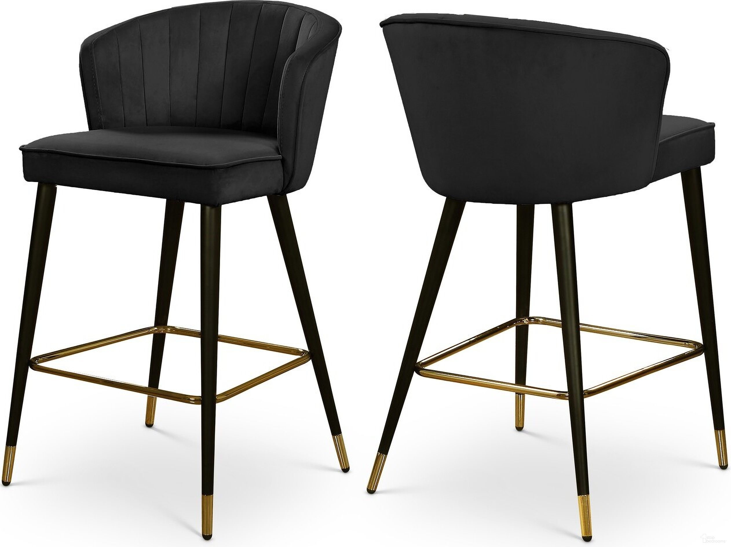 The appearance of Cassie Velvet Stool Set of 2 In Black designed by Meridian in the modern / contemporary interior design. This black piece of furniture  was selected by 1StopBedrooms from Cassie Collection to add a touch of cosiness and style into your home. Sku: 793Black-C. Material: Velvet.