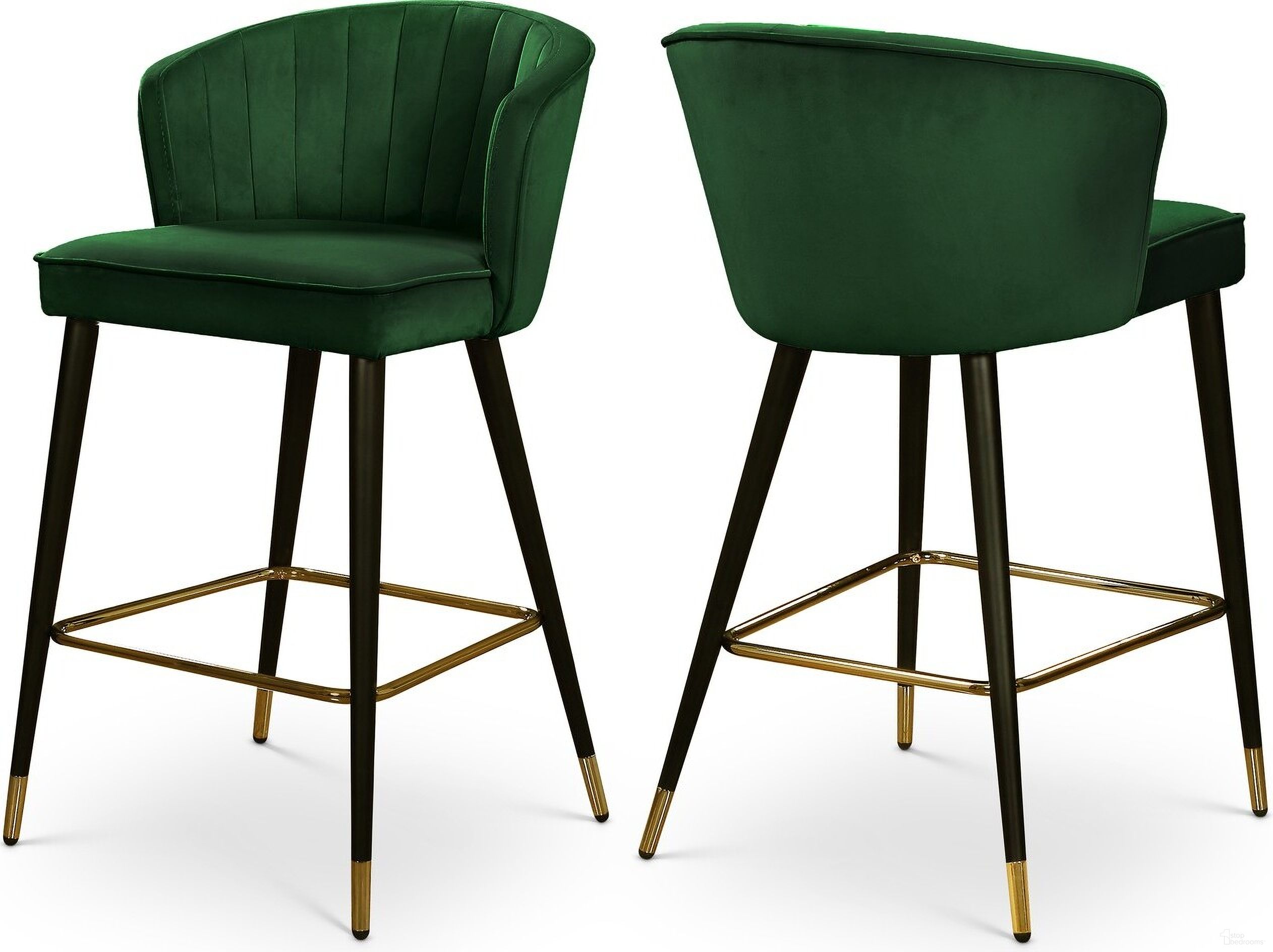 The appearance of Cassie Velvet Stool Set of 2 In Green designed by Meridian in the modern / contemporary interior design. This green piece of furniture was selected by 1StopBedrooms from Cassie Collection to add a touch of cosiness and style into your home. Sku: 793Green-C. Material: Velvet.