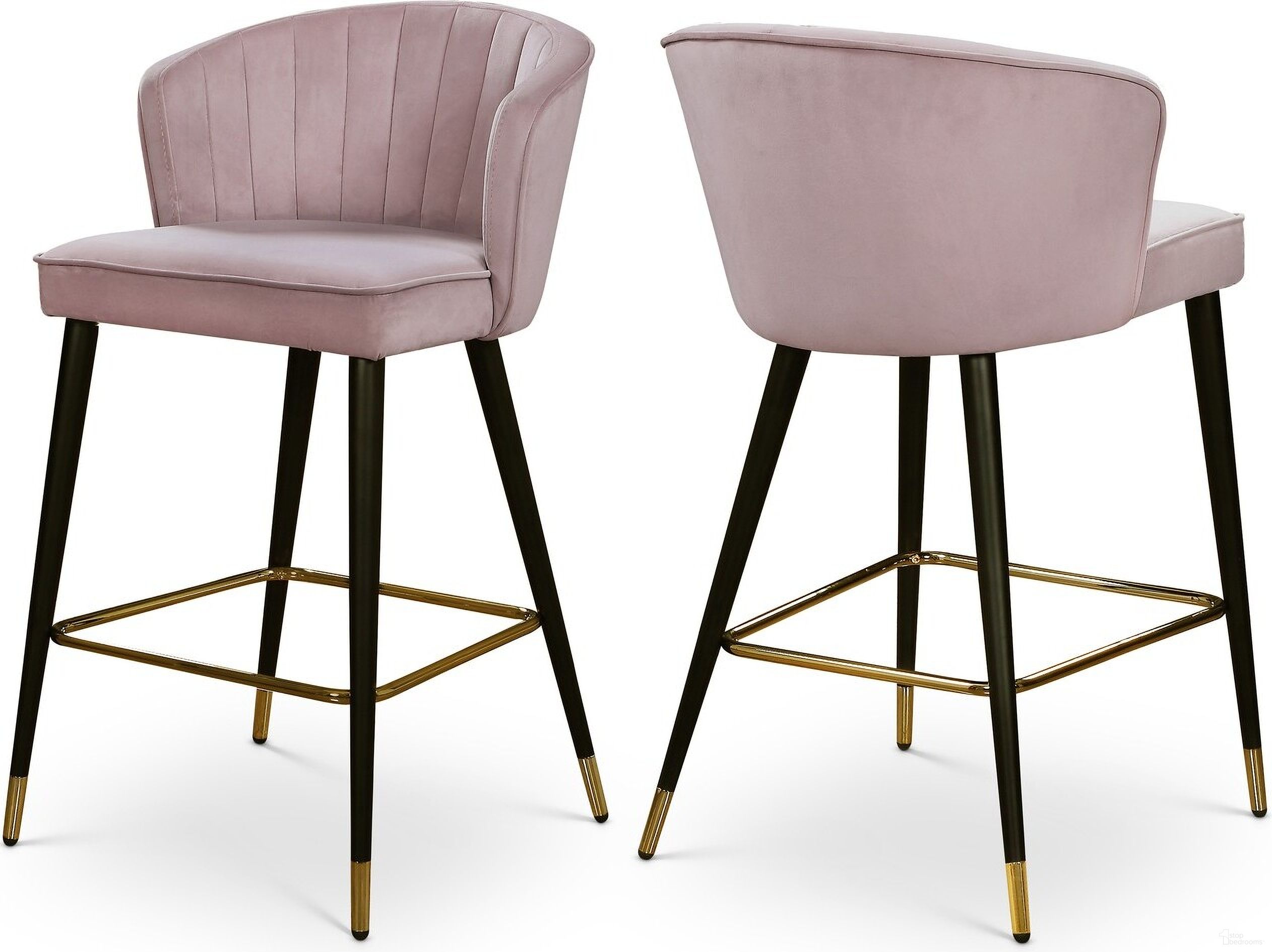 Cassie Velvet Stool Set of 2 In Pink