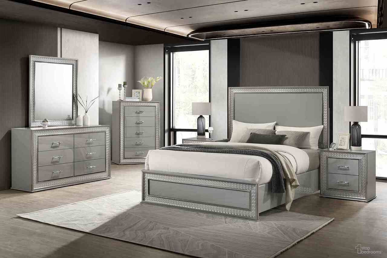 Cassiopeia Panel Bedroom Set In Metallic Gray